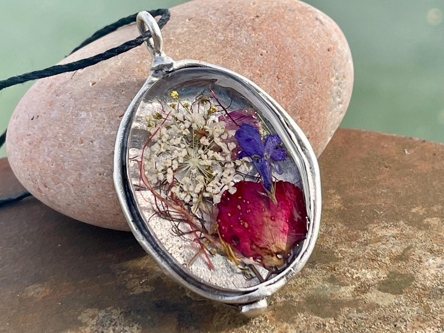 Flower necklace, ethical jewellery, rose necklace, handmade necklace, boho jewellery, gift for her flower pendant, handmade boho necklace