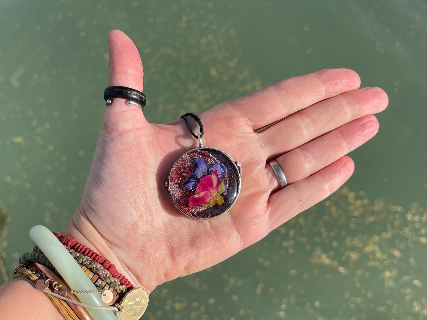 Flower necklace, ethical jewellery, rose necklace, handmade necklace, boho jewellery, gift for her flower pendant, handmade boho necklace