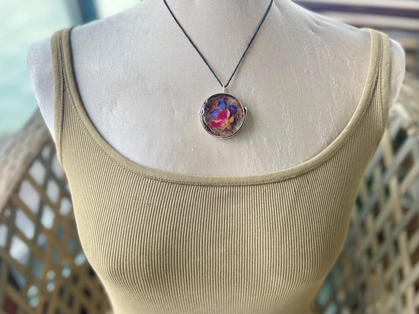 Flower necklace, ethical jewellery, rose necklace, handmade necklace, boho jewellery, gift for her flower pendant, handmade boho necklace