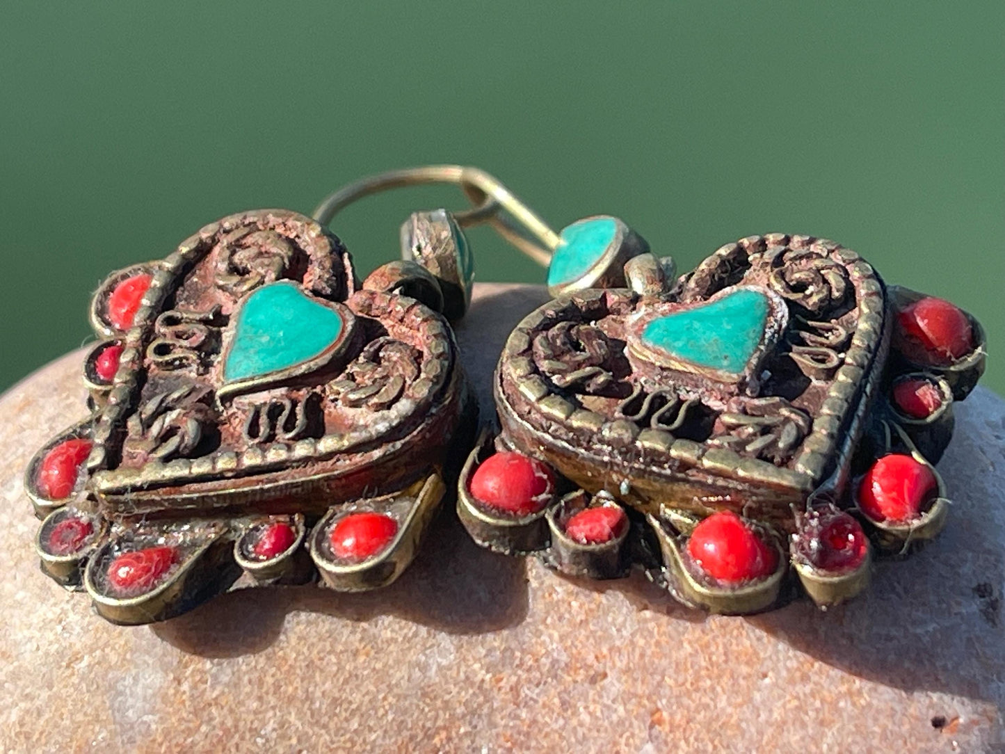 Gypsy jewellery, vintage heart earrings, heart jewellery, ethical jewellery, gypsy earrings, romantic gifts, eco friendly jewellery