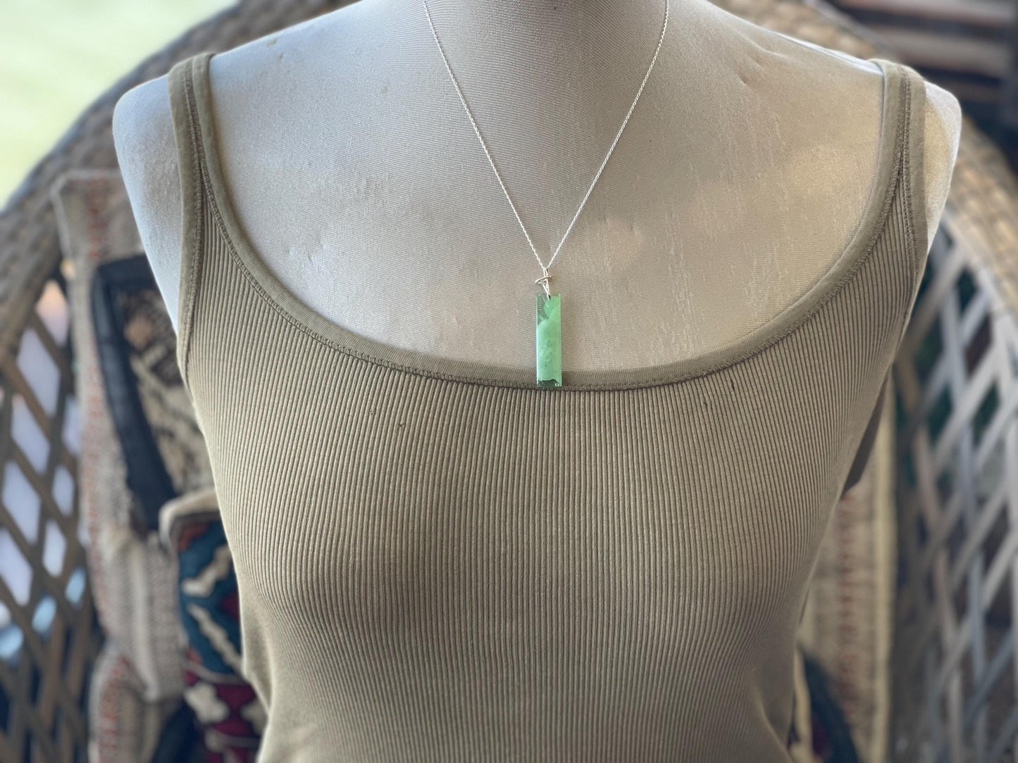 Green onyx pendant, green necklace, green jewellery, gift for him, boho handmade necklace,  romantic gift for her, ethical jewellery