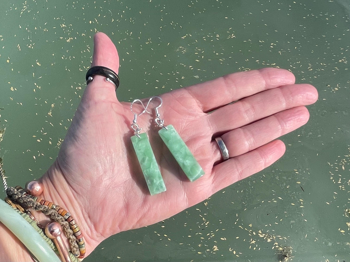 Green onyx earrings, green earrings, green jewellery, green onyx jewellery, handmade earrings,  romantic gift for her, ethical jewellery