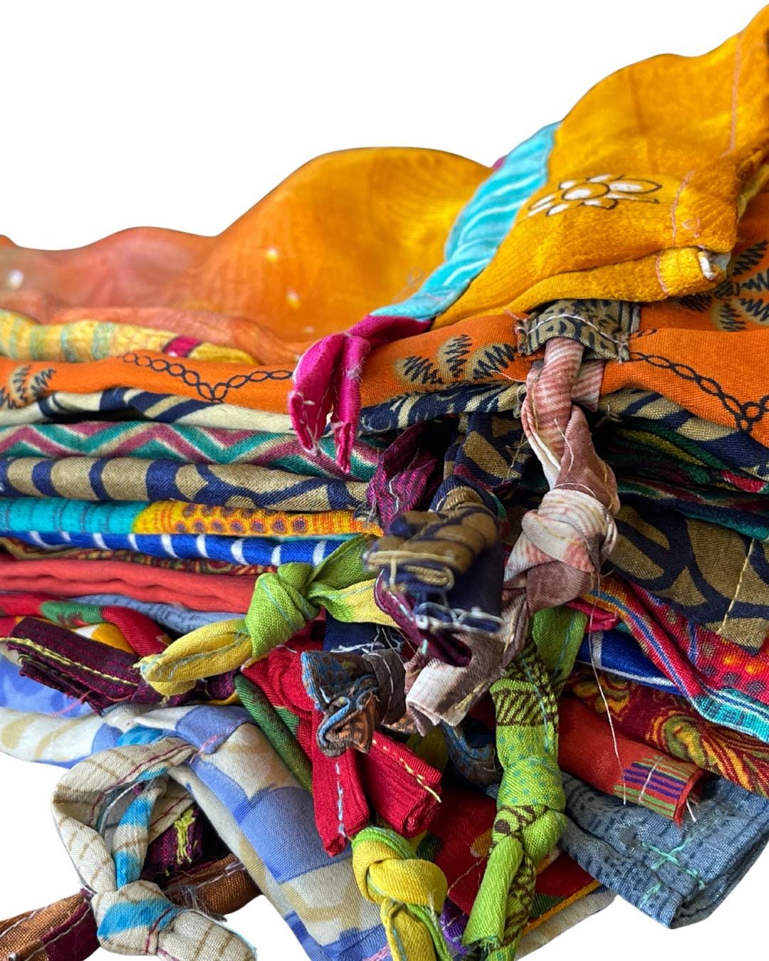 4 recycled sari bottle bags. Eco friendly bottle bags. Recycled bags for gifts. Recycled gift bags. Ethical draw string bags. Wine bags.