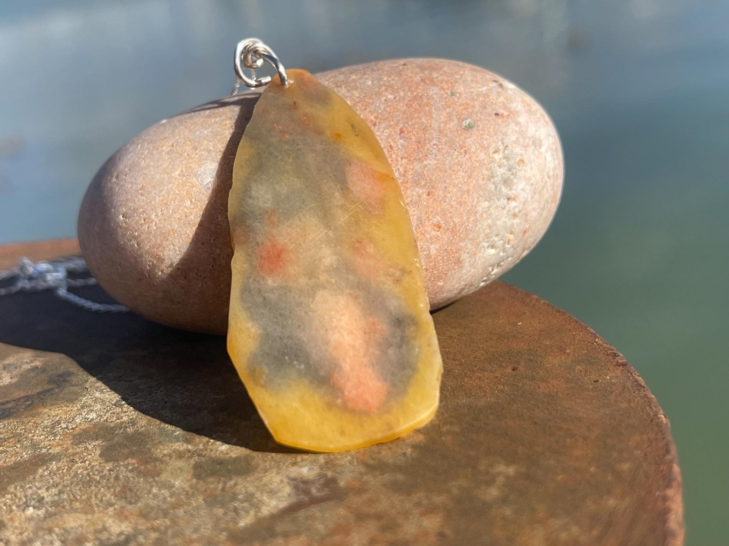 Agate necklace, ethical jewellery, bohemian necklace, unusual jewellery, agate pendant, white gemstone necklace. Boho jewellery