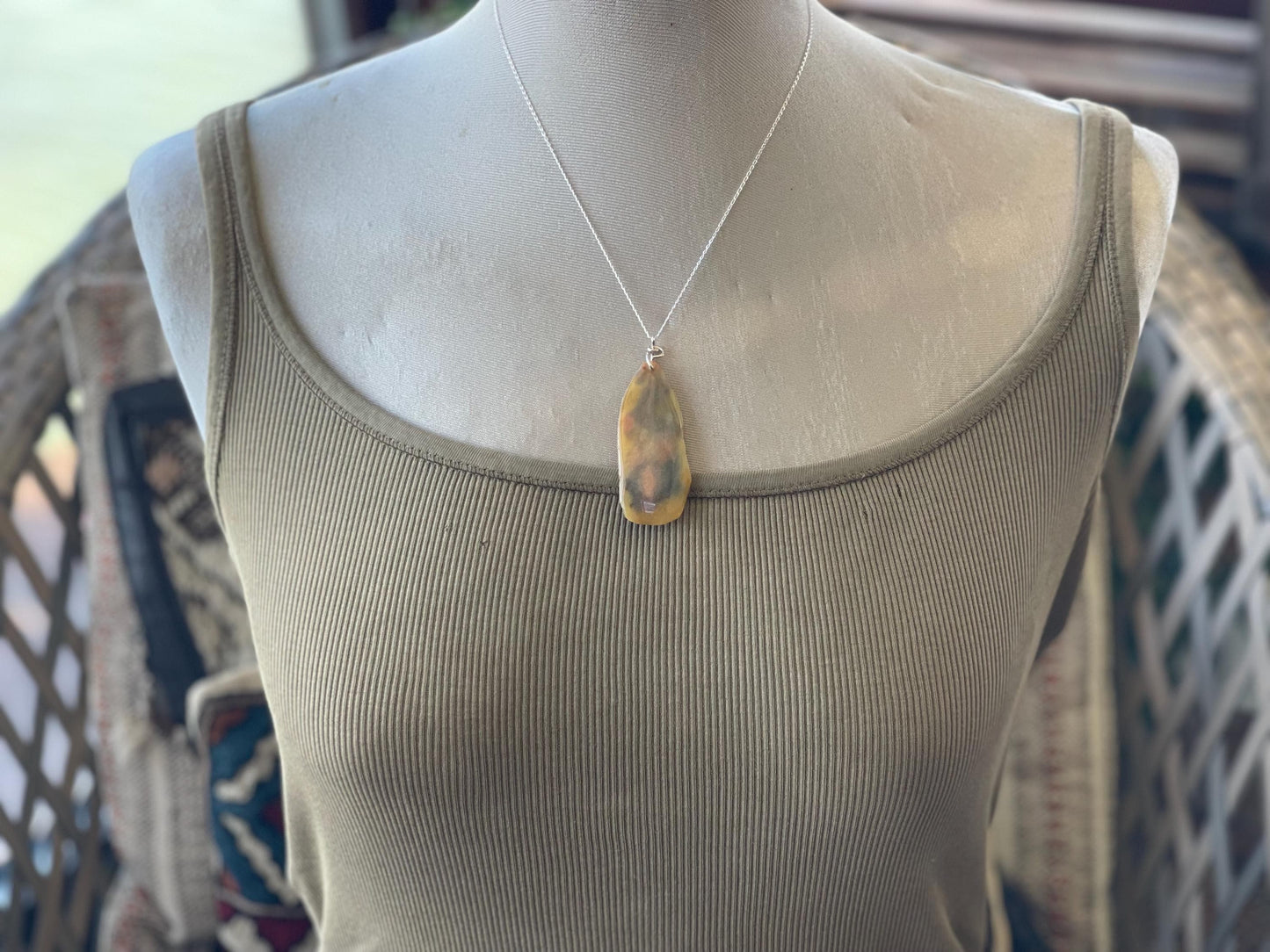 Agate necklace, ethical jewellery, bohemian necklace, unusual jewellery, agate pendant, white gemstone necklace. Boho jewellery