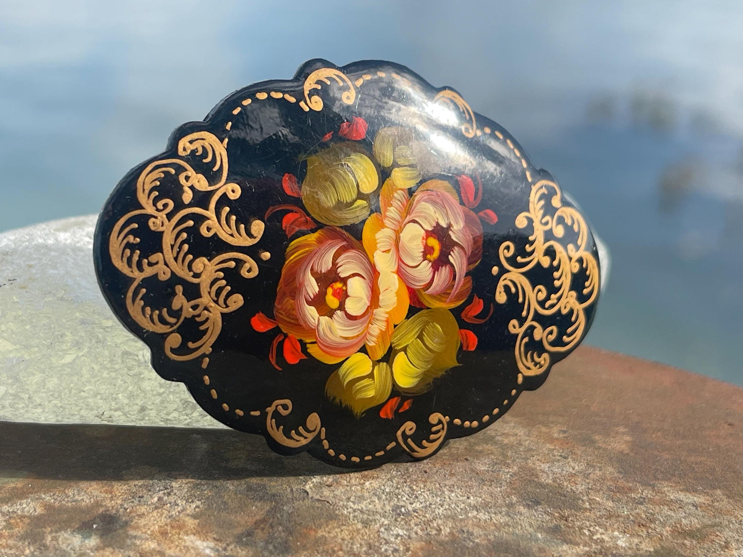 Vintage Russian brooch. Recycled brooch, eco friendly jewellery, ethical jewellery, large brooch. Eco friendly gifts, boho jewellery