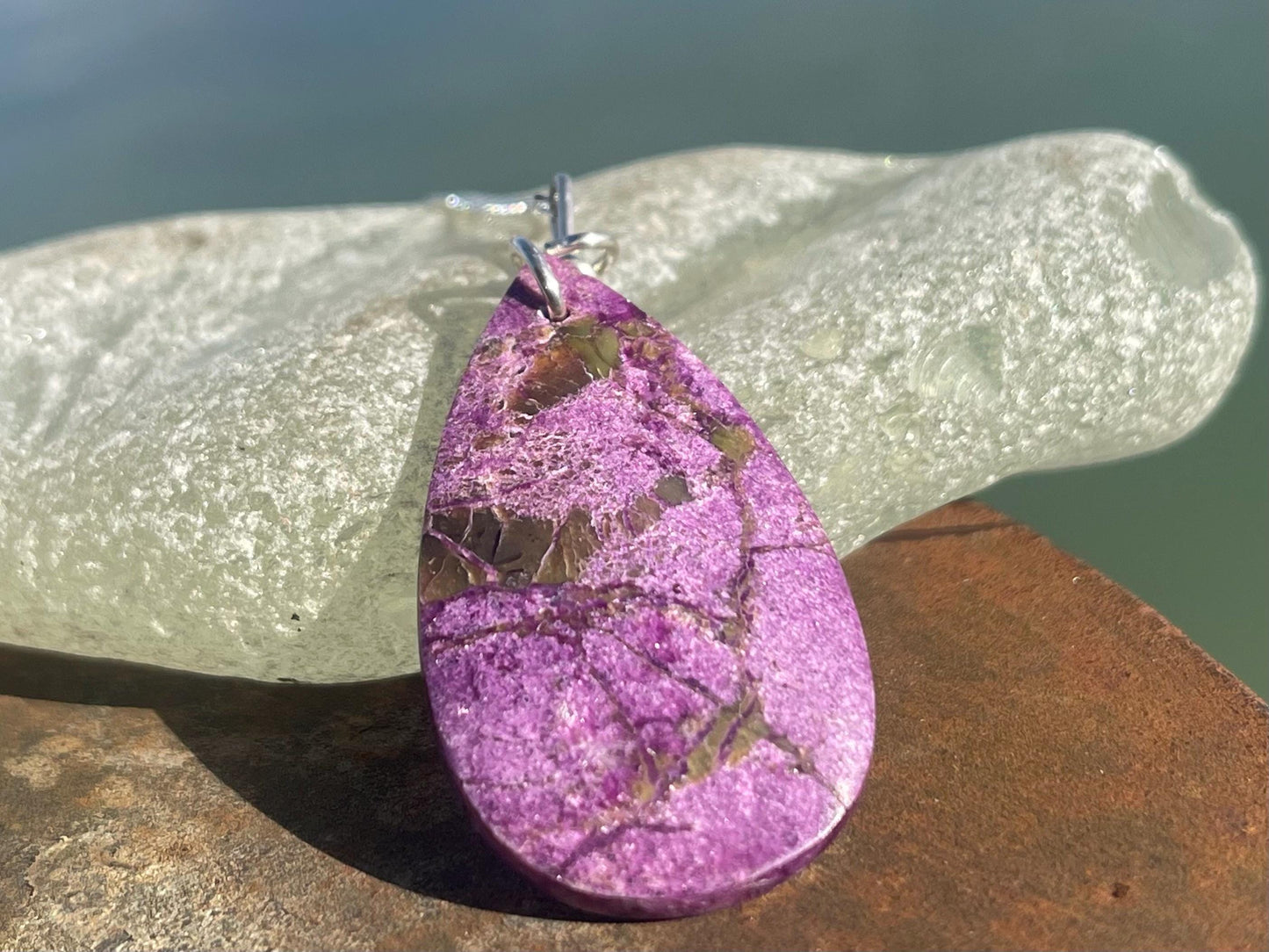 Charoite necklace, purple necklace. Handmade necklace, charoite jewellery, gift for her, unusual necklace, purple gemstone, unique jewellery