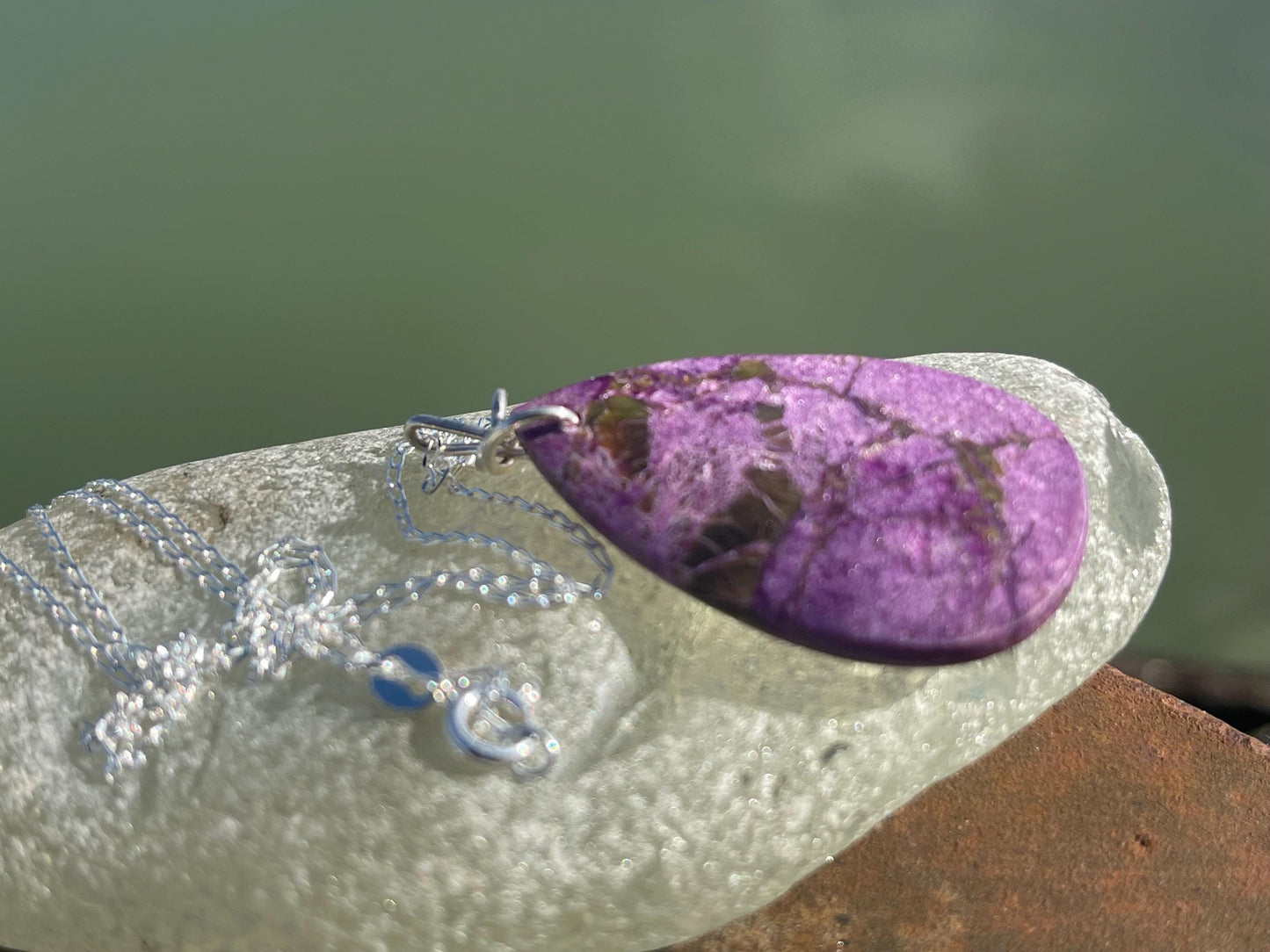 Charoite necklace, purple necklace. Handmade necklace, charoite jewellery, gift for her, unusual necklace, purple gemstone, unique jewellery