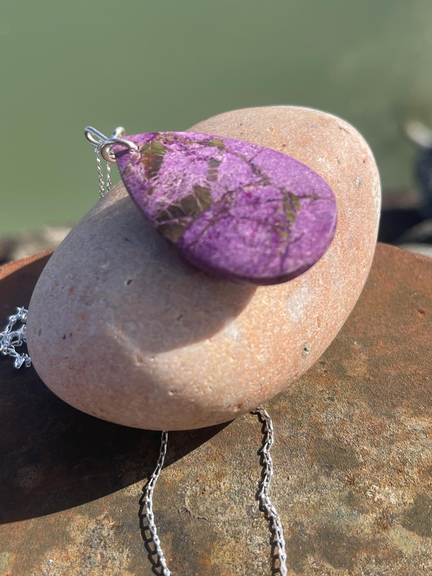 Charoite necklace, purple necklace. Handmade necklace, charoite jewellery, gift for her, unusual necklace, purple gemstone, unique jewellery