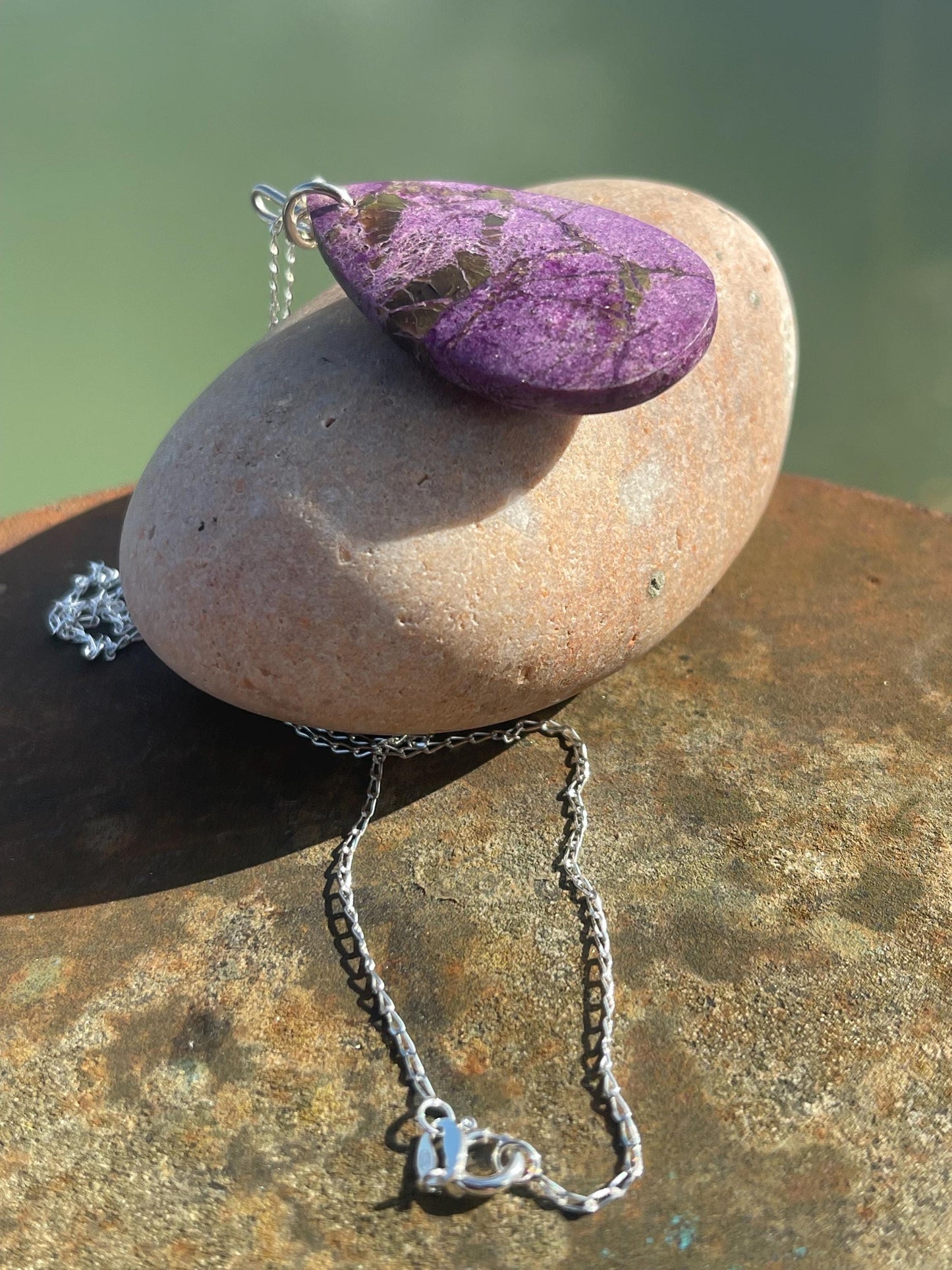 Charoite necklace, purple necklace. Handmade necklace, charoite jewellery, gift for her, unusual necklace, purple gemstone, unique jewellery