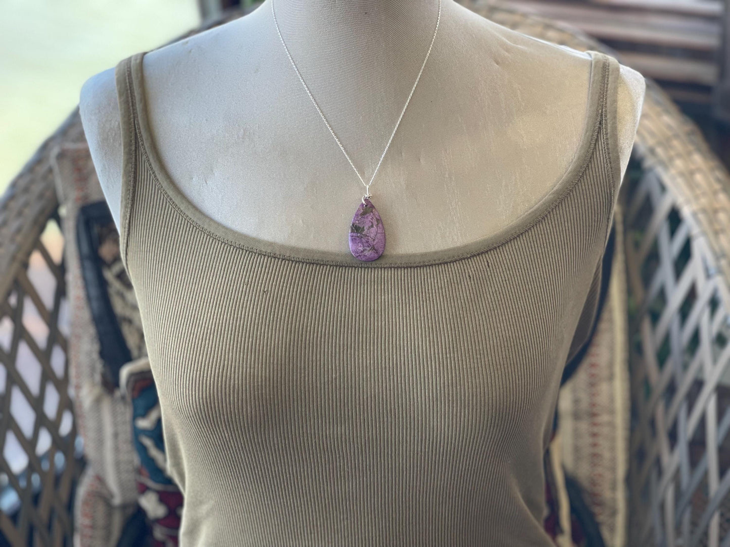 Charoite necklace, purple necklace. Handmade necklace, charoite jewellery, gift for her, unusual necklace, purple gemstone, unique jewellery