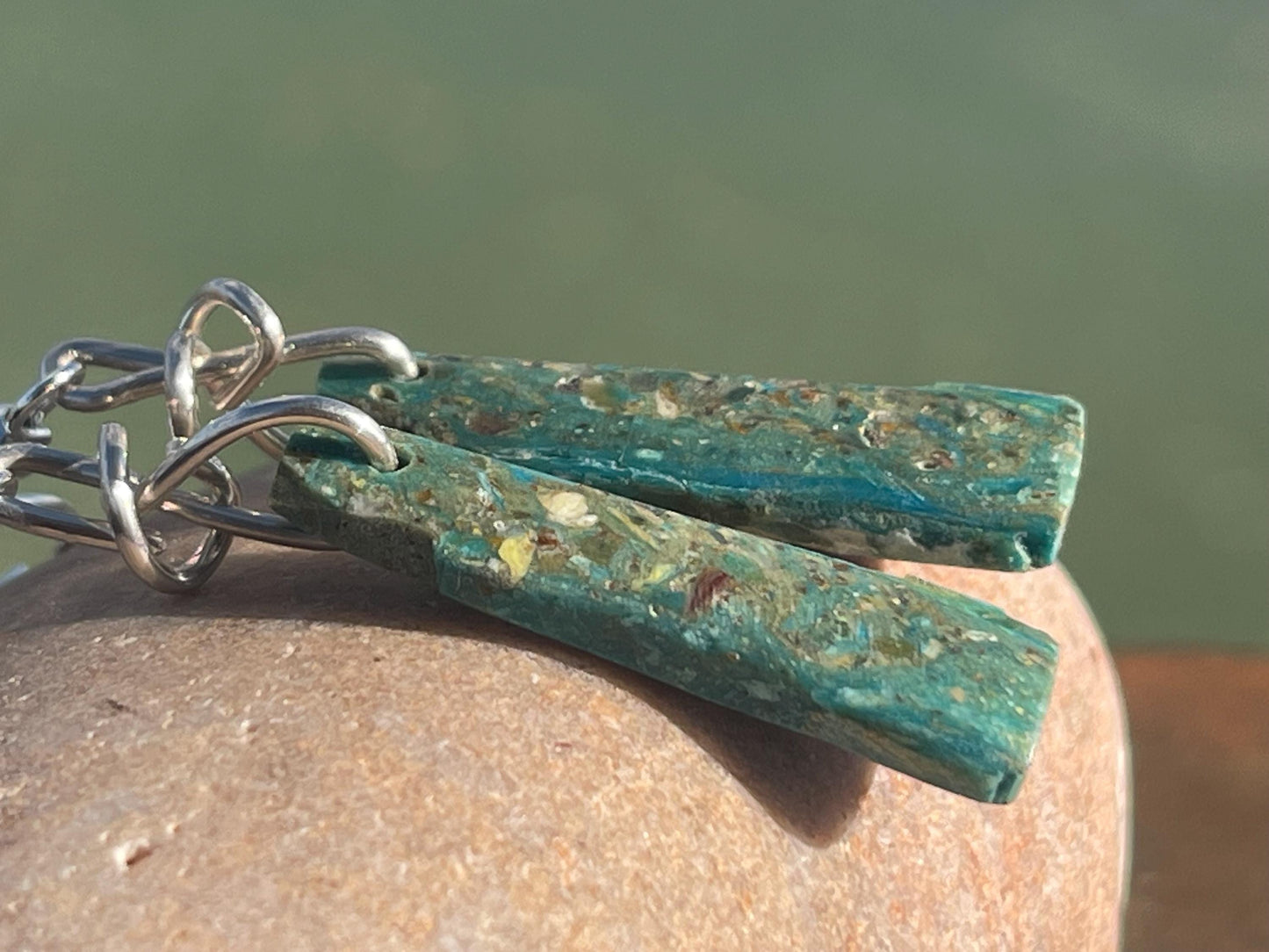 Blue opal nugget earrings on recycled sterling silver. Handmade unusual earrings. Boho earrings. Uniqie jewellery.