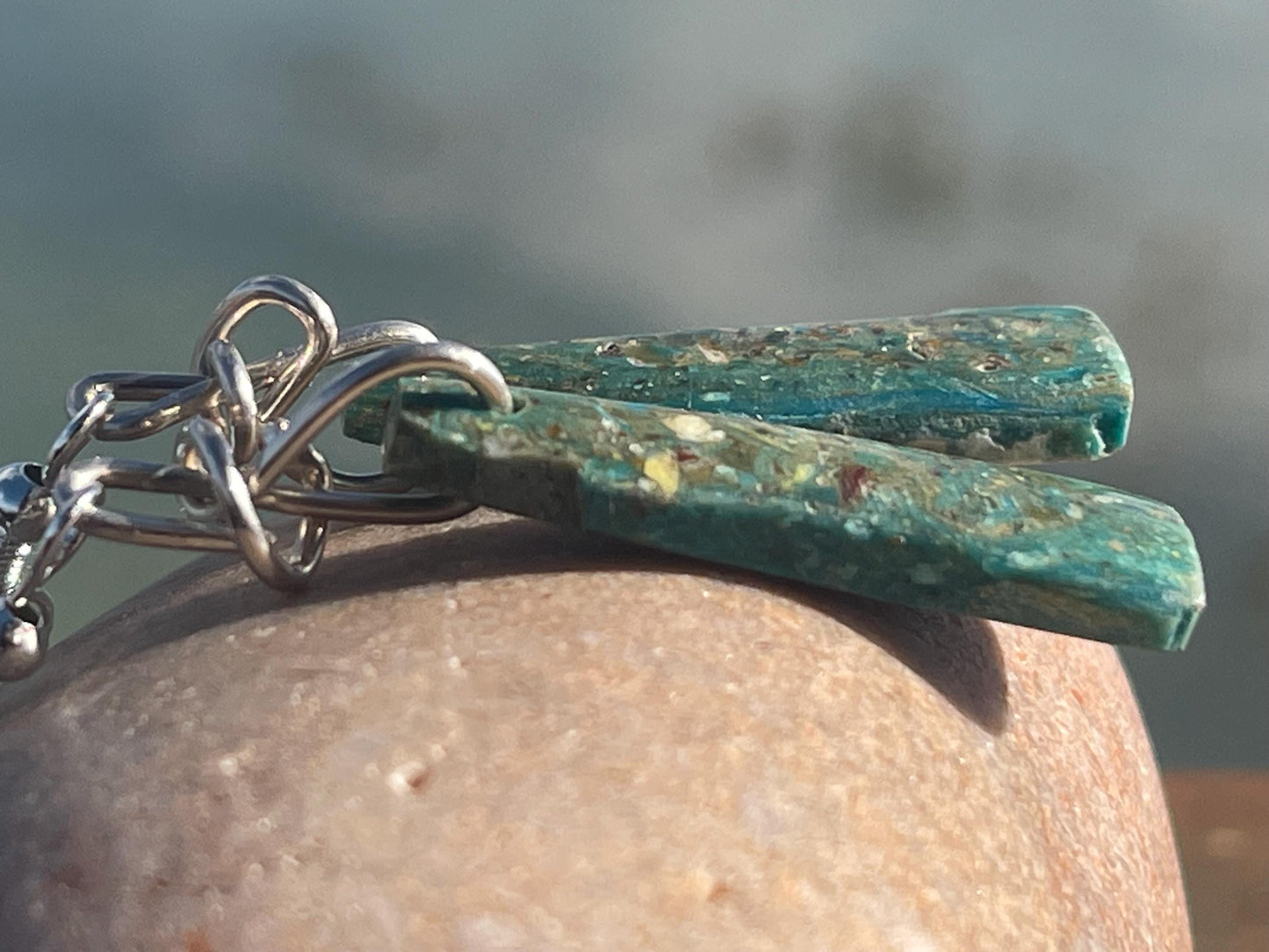 Blue opal nugget earrings on recycled sterling silver. Handmade unusual earrings. Boho earrings. Uniqie jewellery.