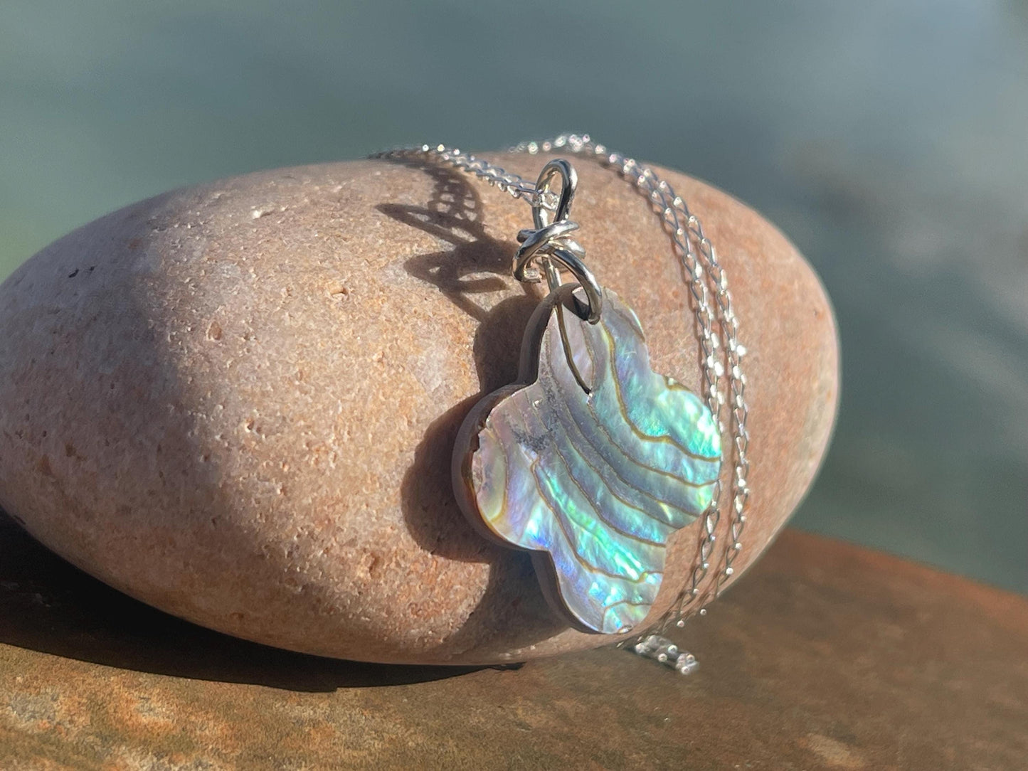 Abalone necklace, abalone jewellery, abalone pendant. Unusual gift for her or gift for him.unique necklace, boho pendant, handmade jewellery
