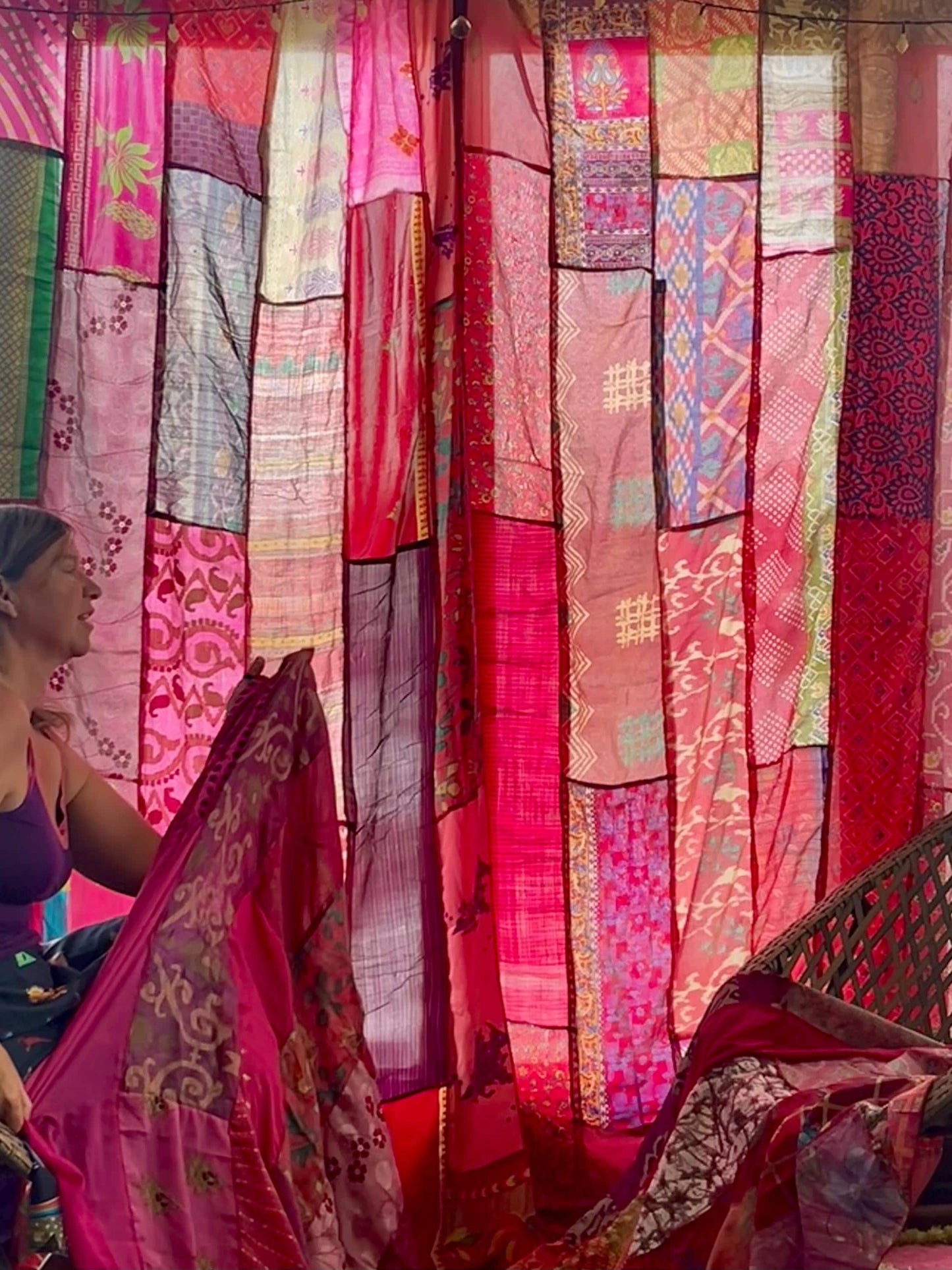 Handmade pink curtains, Recycled Vintage Curtains, Boho Style, Ethical Furnishings, Romantic Gift, Unique Home decor, eco friendly curtain