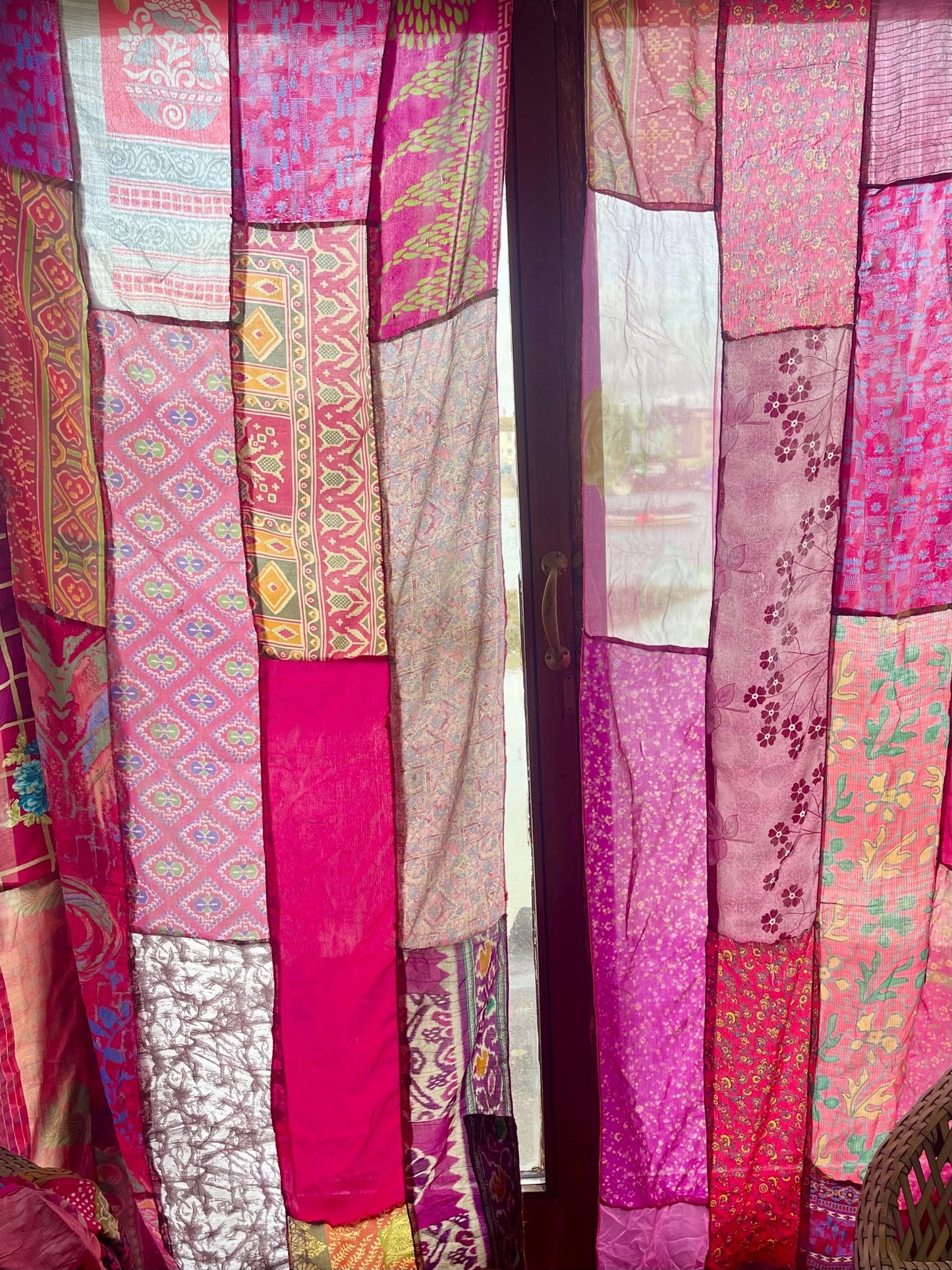Handmade pink curtains, Recycled Vintage Curtains, Boho Style, Ethical Furnishings, Romantic Gift, Unique Home decor, eco friendly curtain