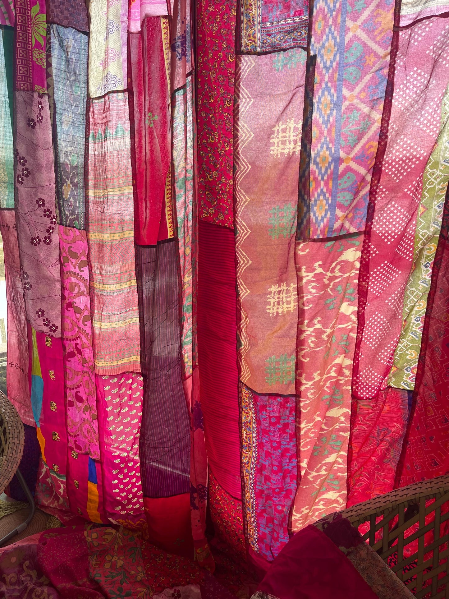 Handmade pink curtains, Recycled Vintage Curtains, Boho Style, Ethical Furnishings, Romantic Gift, Unique Home decor, eco friendly curtain