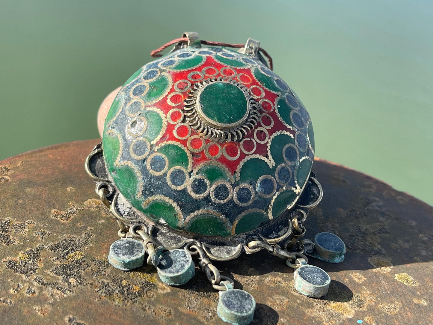 Gypsy jewellery, large necklace, enamel necklace, vintage jewellery, ethical jewellery, gypsy necklace, boho necklace, large jewellery