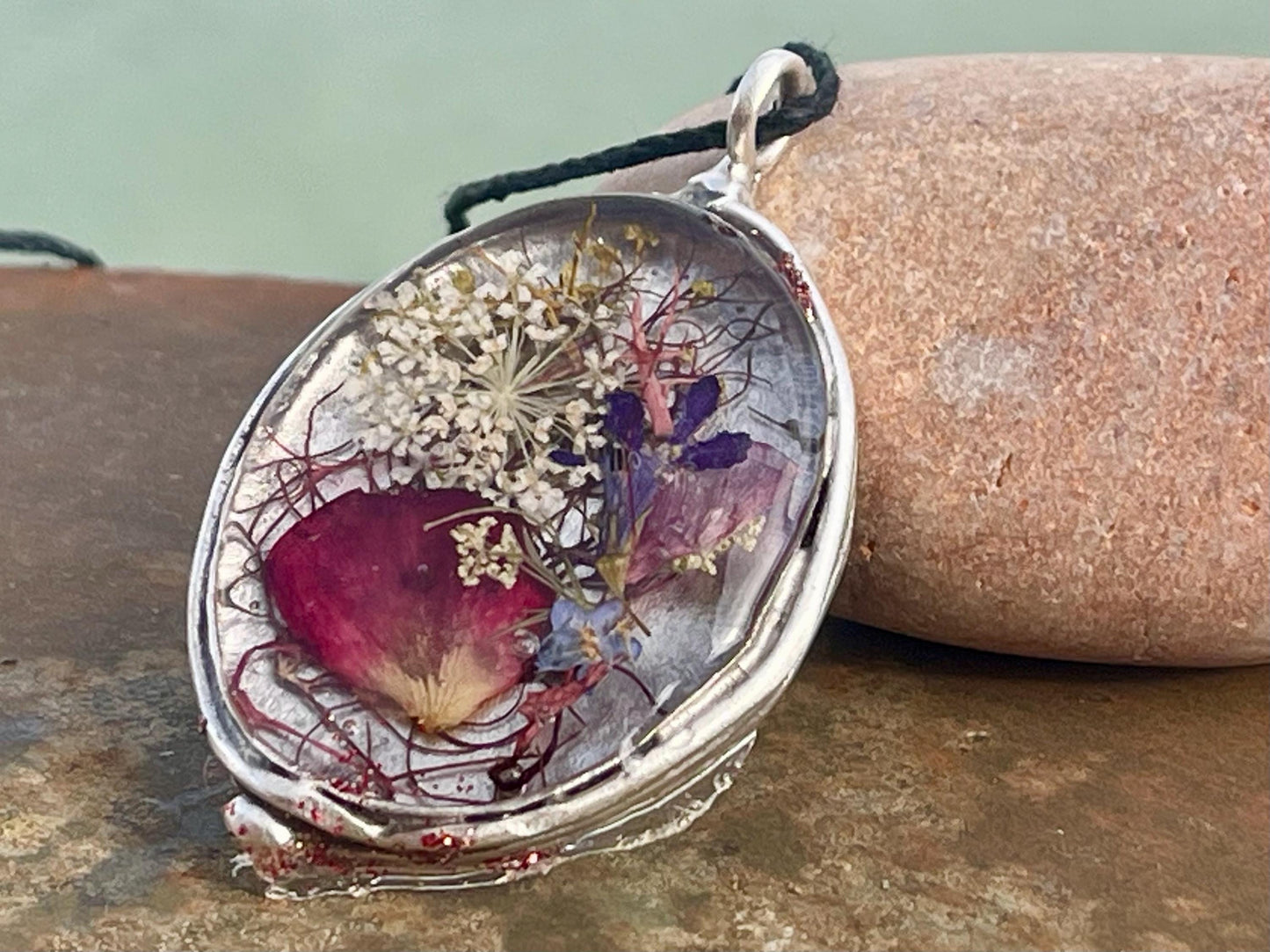 Flower necklace, ethical jewellery, rose necklace, handmade necklace, boho jewellery, gift for her flower pendant, handmade boho necklace