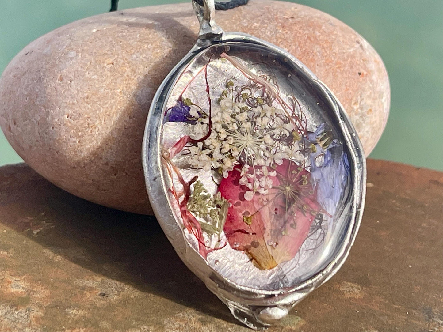 Flower necklace, ethical jewellery, rose necklace, handmade necklace, boho jewellery, gift for her flower pendant, handmade boho necklace