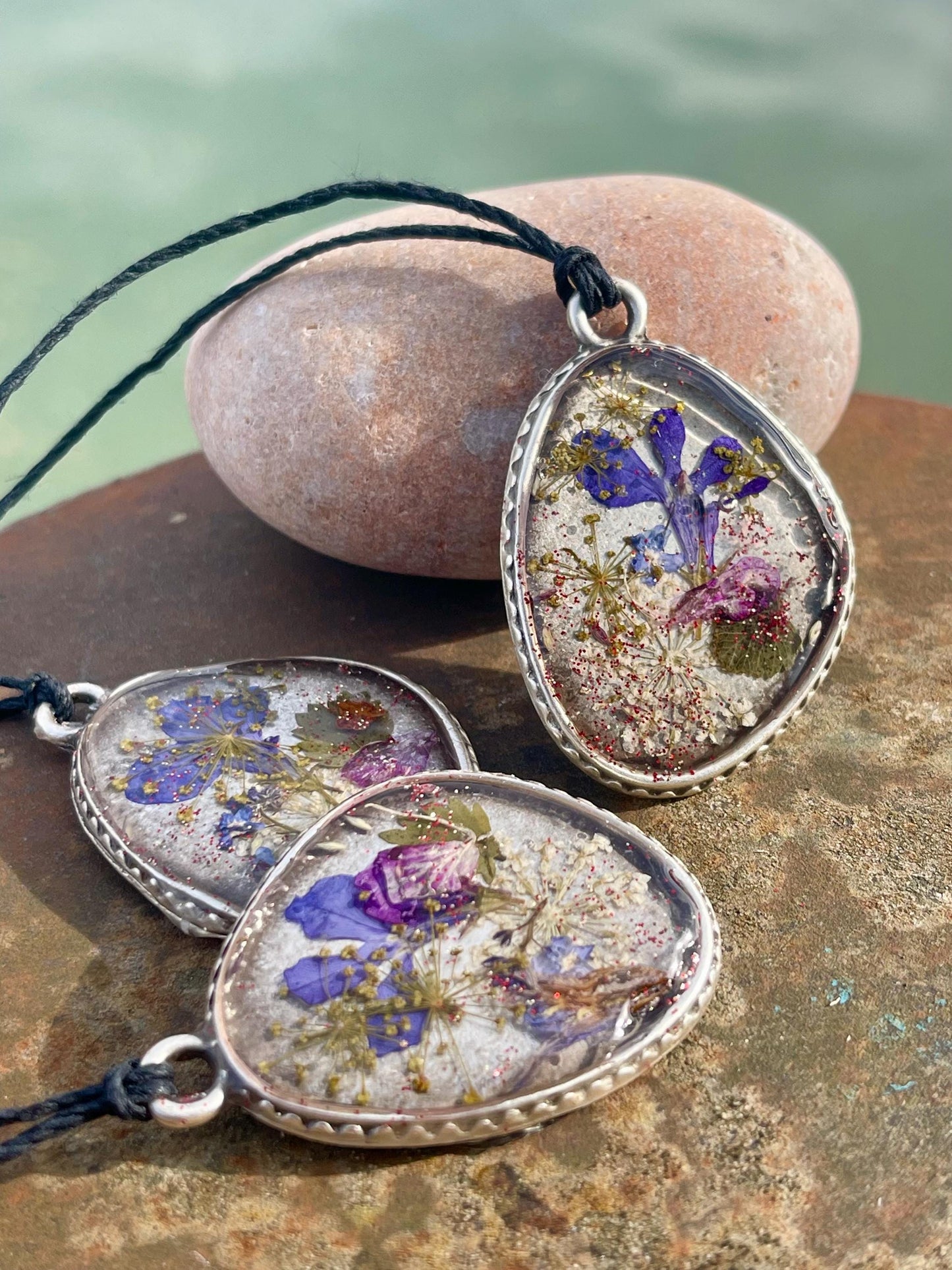 Flower necklace, ethical jewellery, violet necklace, handmade necklace, boho jewellery, gift for her flower pendant, handmade boho necklace