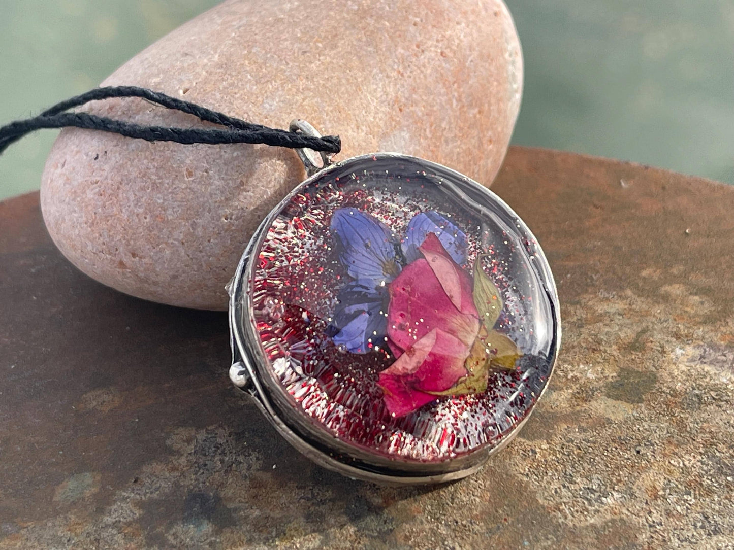 Flower necklace, ethical jewellery, rose necklace, handmade necklace, boho jewellery, gift for her flower pendant, handmade boho necklace