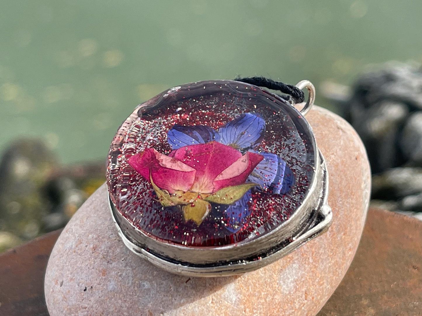 Flower necklace, ethical jewellery, rose necklace, handmade necklace, boho jewellery, gift for her flower pendant, handmade boho necklace