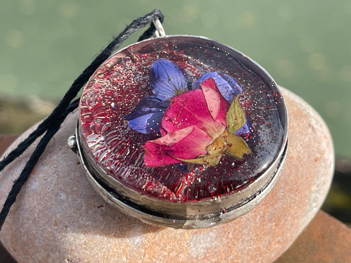 Flower necklace, ethical jewellery, rose necklace, handmade necklace, boho jewellery, gift for her flower pendant, handmade boho necklace