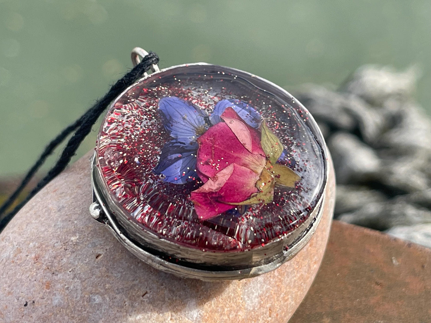 Flower necklace, ethical jewellery, rose necklace, handmade necklace, boho jewellery, gift for her flower pendant, handmade boho necklace