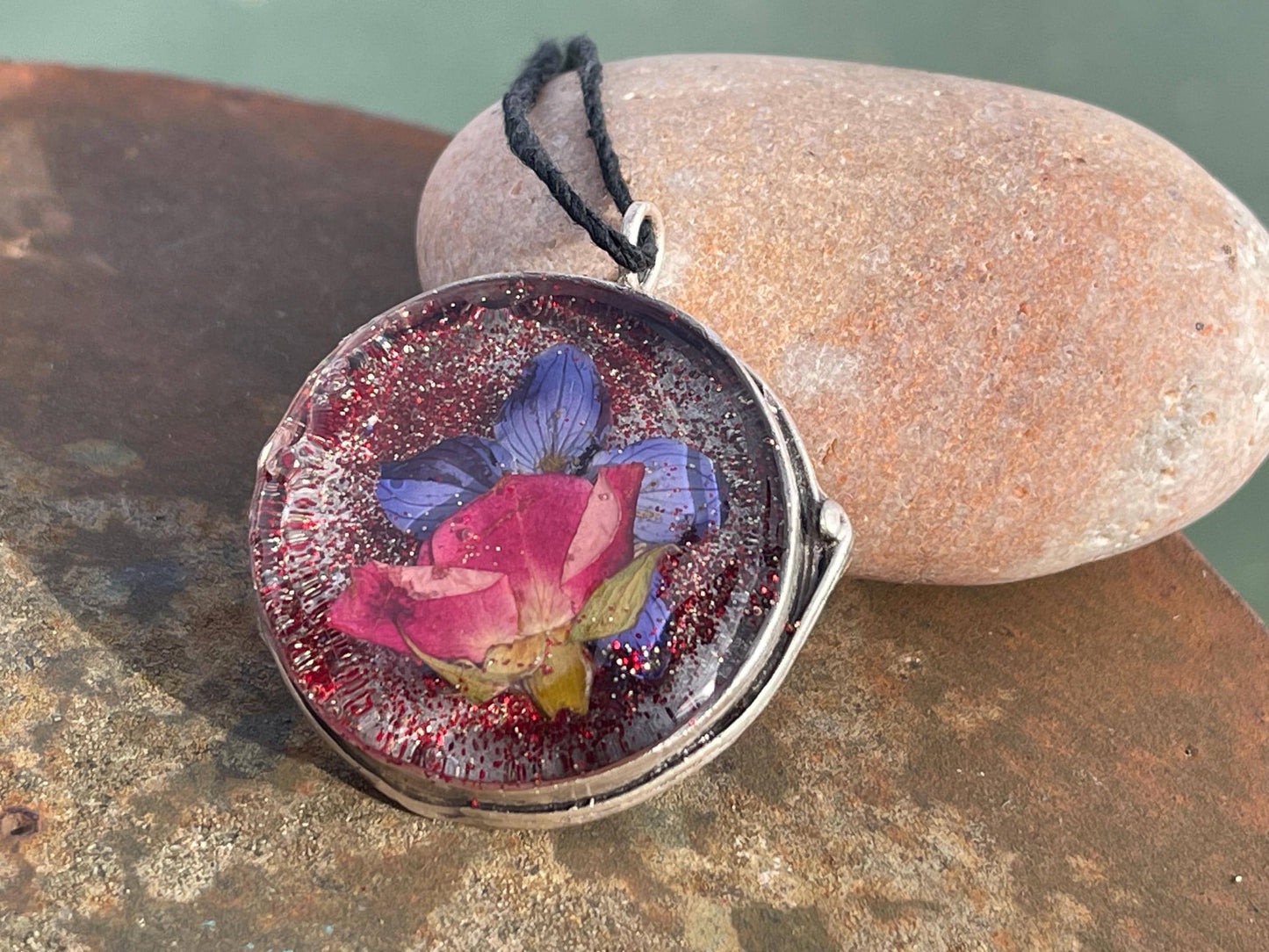 Flower necklace, ethical jewellery, rose necklace, handmade necklace, boho jewellery, gift for her flower pendant, handmade boho necklace