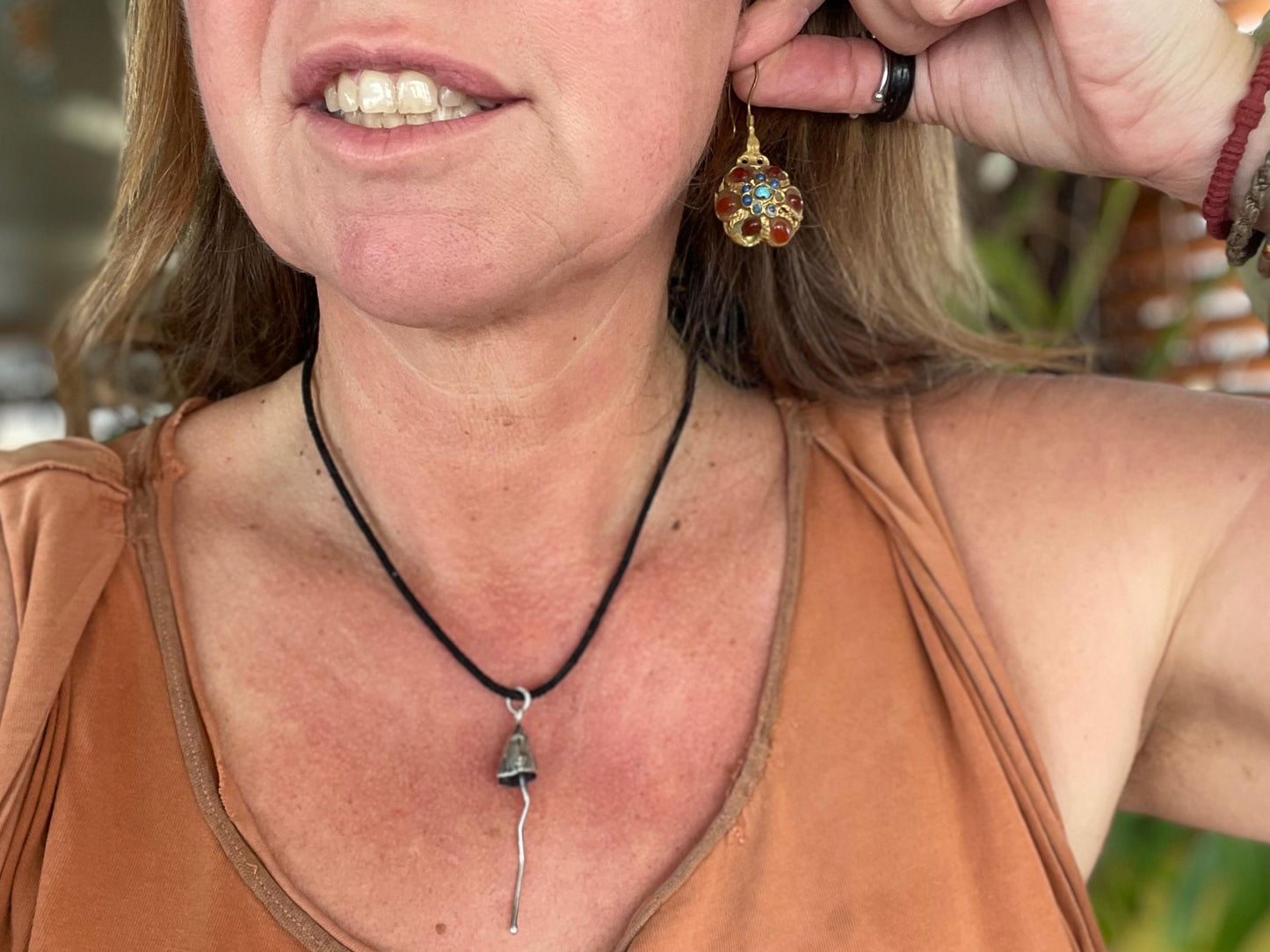 Gypsy jewellery, gold vintage earrings, red jewellery, ethical jewellery, gypsy earrings, romantic gifts, eco friendly jewellery