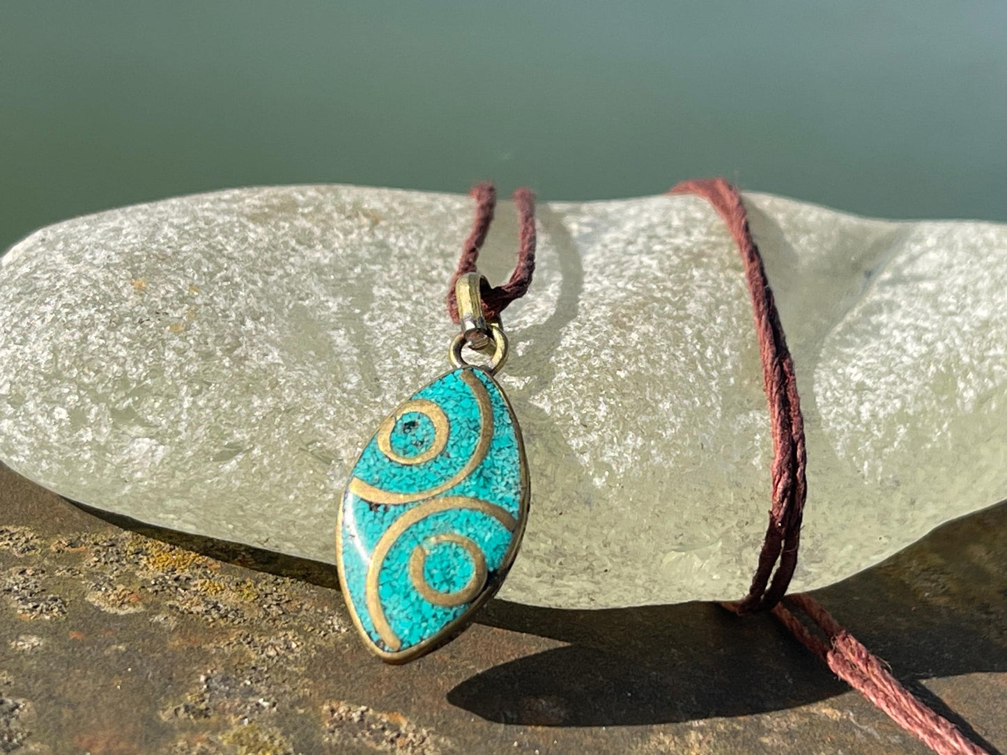 Beautiful turquoise necklace, turquoise pendant, vintage jewellery, ethical jewellery, gemstone pendant, boho necklace, unique necklace