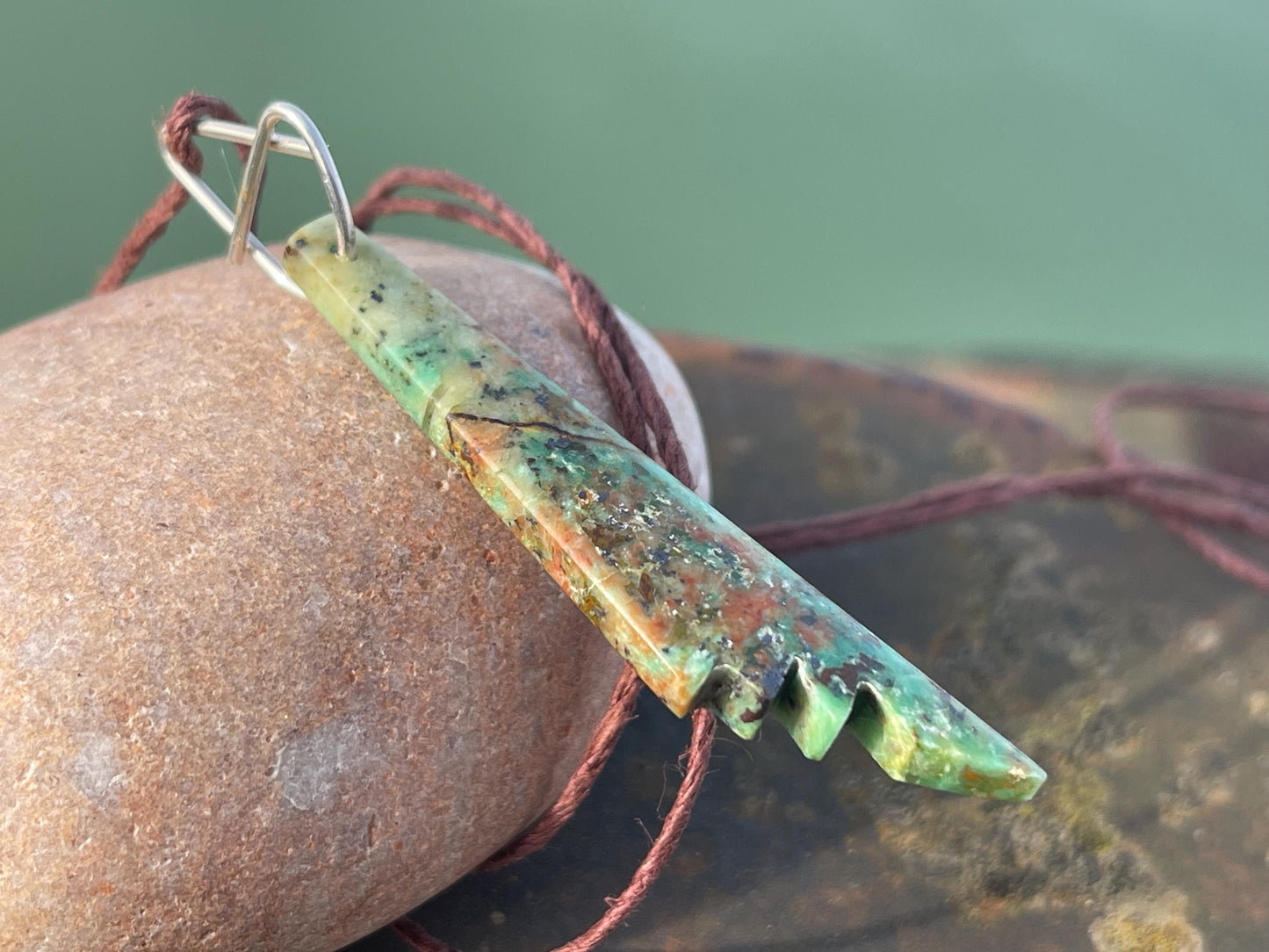 Chrysocolla gemstone necklace on recycled sterling silver. Ethical jewellery, green gemstone. Stunning unique jewellery. Unique gifts