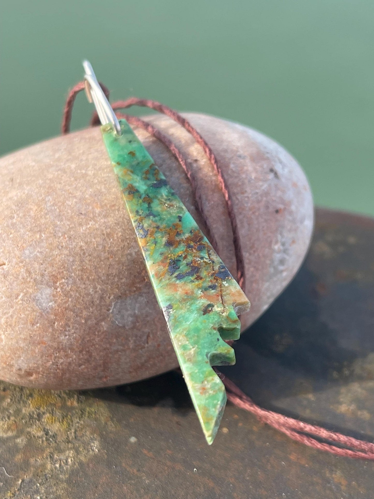 Chrysocolla gemstone necklace on recycled sterling silver. Ethical jewellery, green gemstone. Stunning unique jewellery. Unique gifts