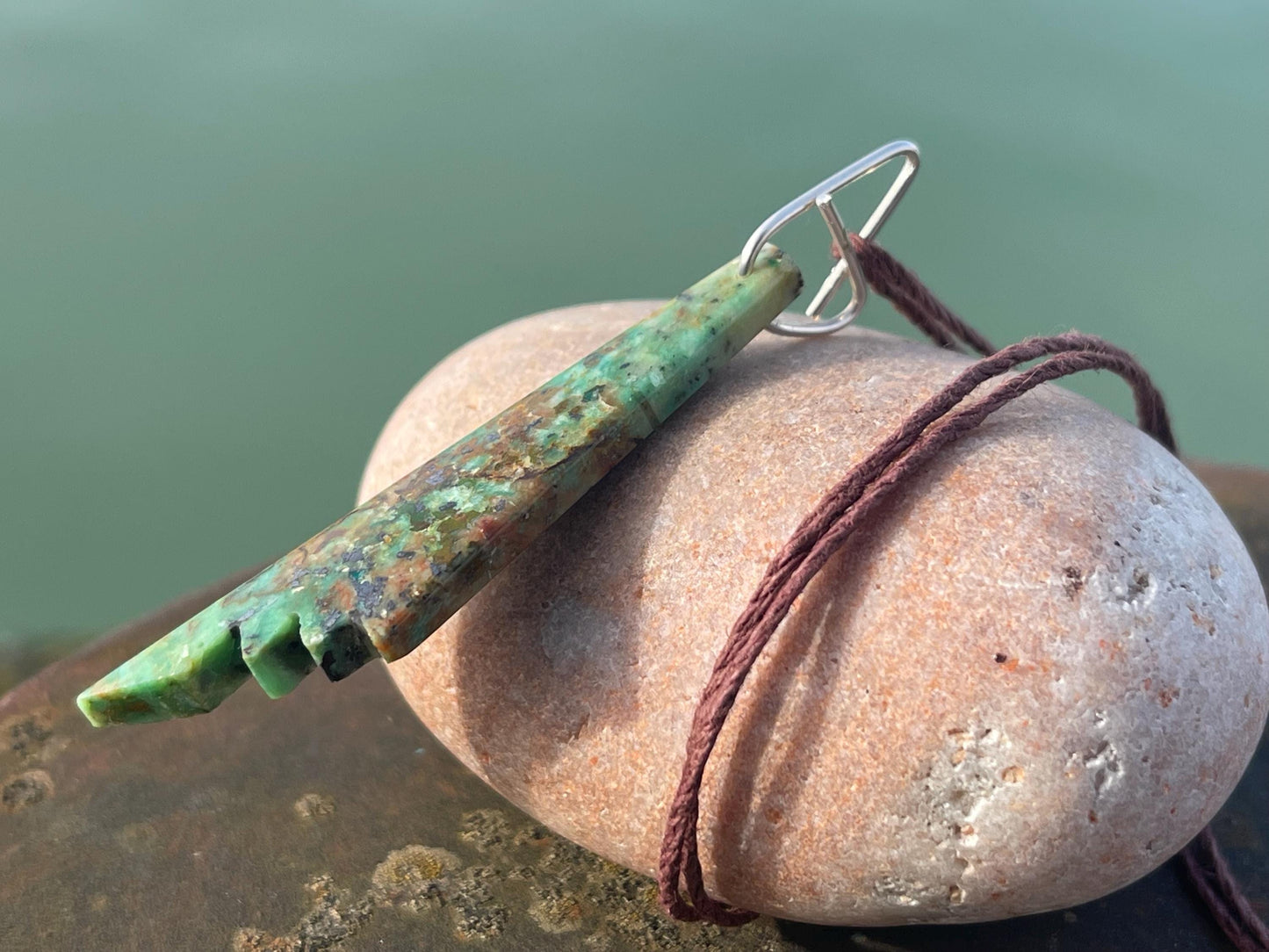 Chrysocolla gemstone necklace on recycled sterling silver. Ethical jewellery, green gemstone. Stunning unique jewellery. Unique gifts