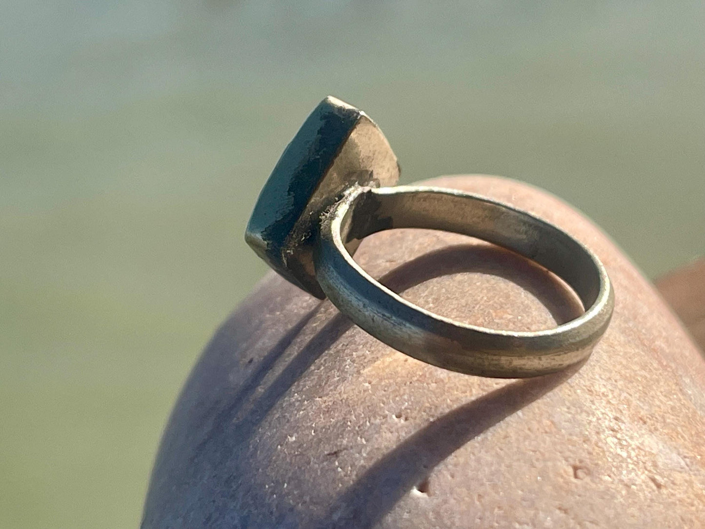 Fabulous vintage turquoise ring, silver & red ring, boho vintage jewellery, ethical jewellery, gypsy ring. Eco friendly jewellery.