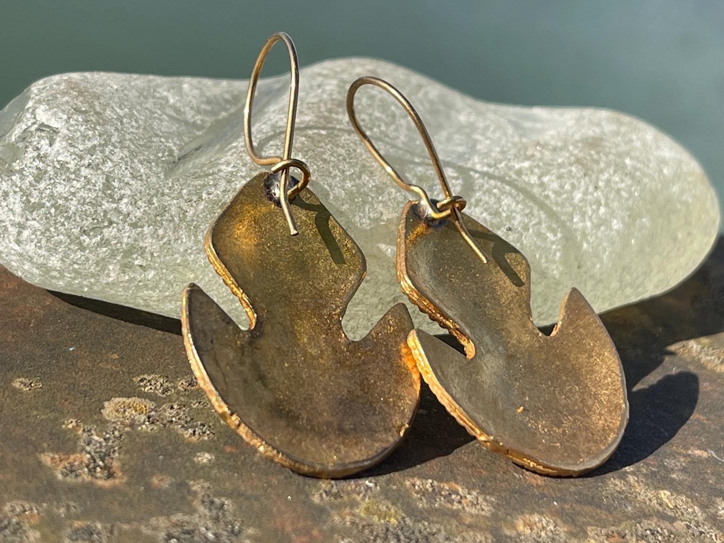 Gypsy jewellery, gold vintage earrings, red jewellery, ethical jewellery, gypsy earrings, romantic gifts, eco friendly jewellery