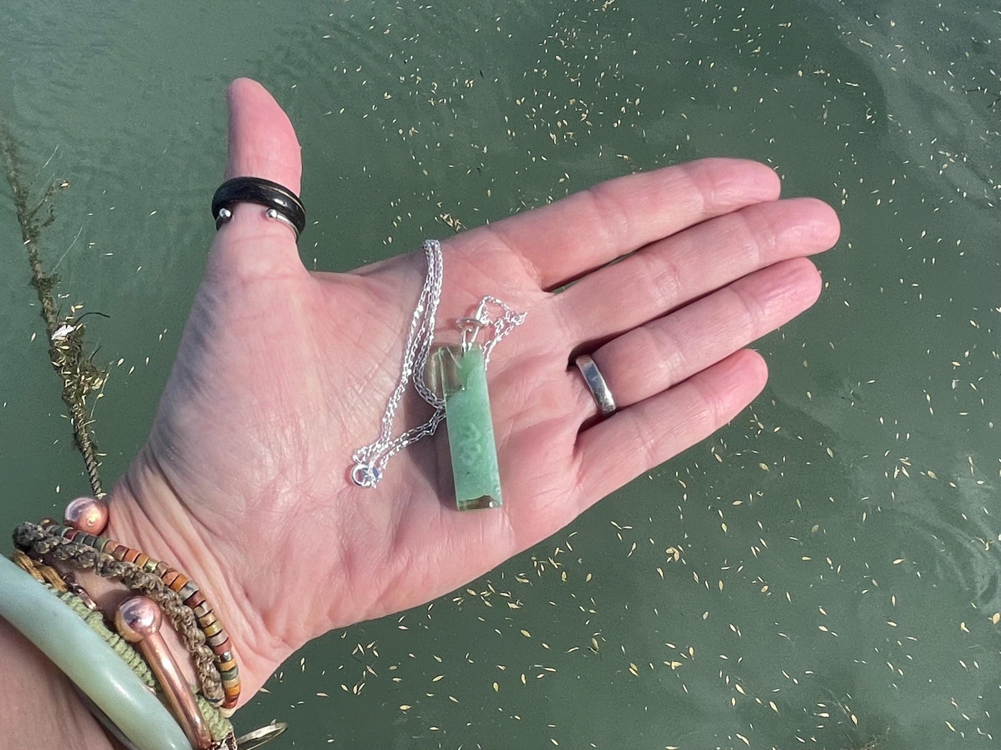 Green onyx pendant, green necklace, green jewellery, gift for him, boho handmade necklace,  romantic gift for her, ethical jewellery