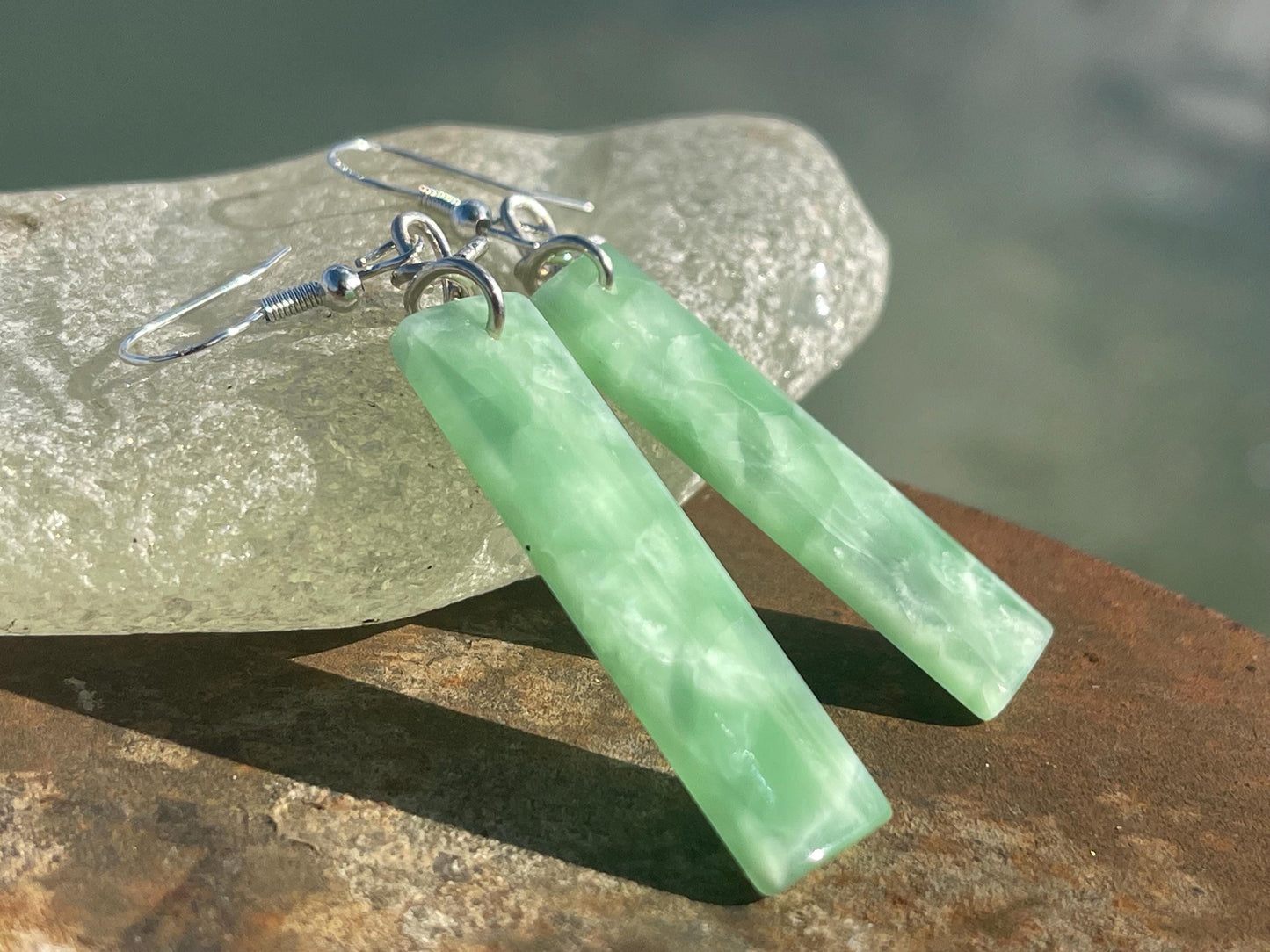 Green onyx earrings, green earrings, green jewellery, green onyx jewellery, handmade earrings,  romantic gift for her, ethical jewellery