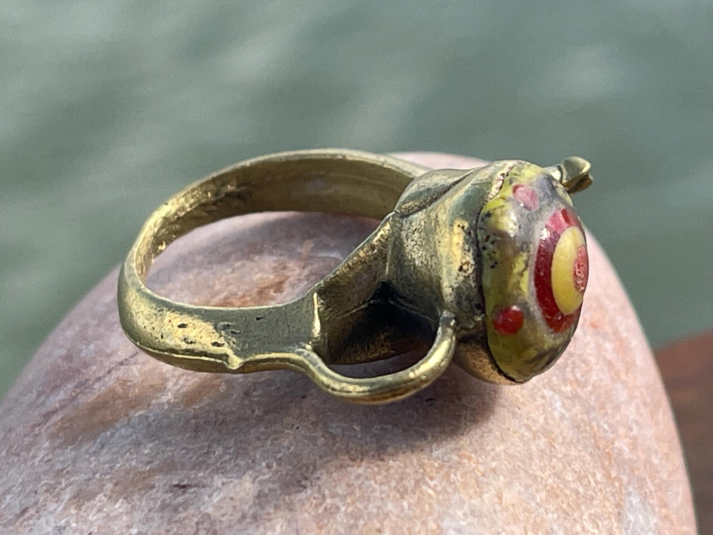 Fabulous vintage tea pot ring, large red ring, boho vintage jewellery, ethical jewellery, gypsy ring. Gypsy jewellery, statement jewellery