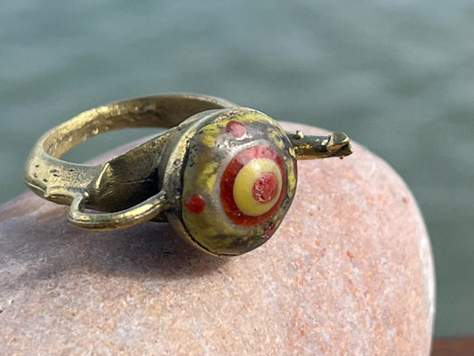 Fabulous vintage tea pot ring, large red ring, boho vintage jewellery, ethical jewellery, gypsy ring. Gypsy jewellery, statement jewellery