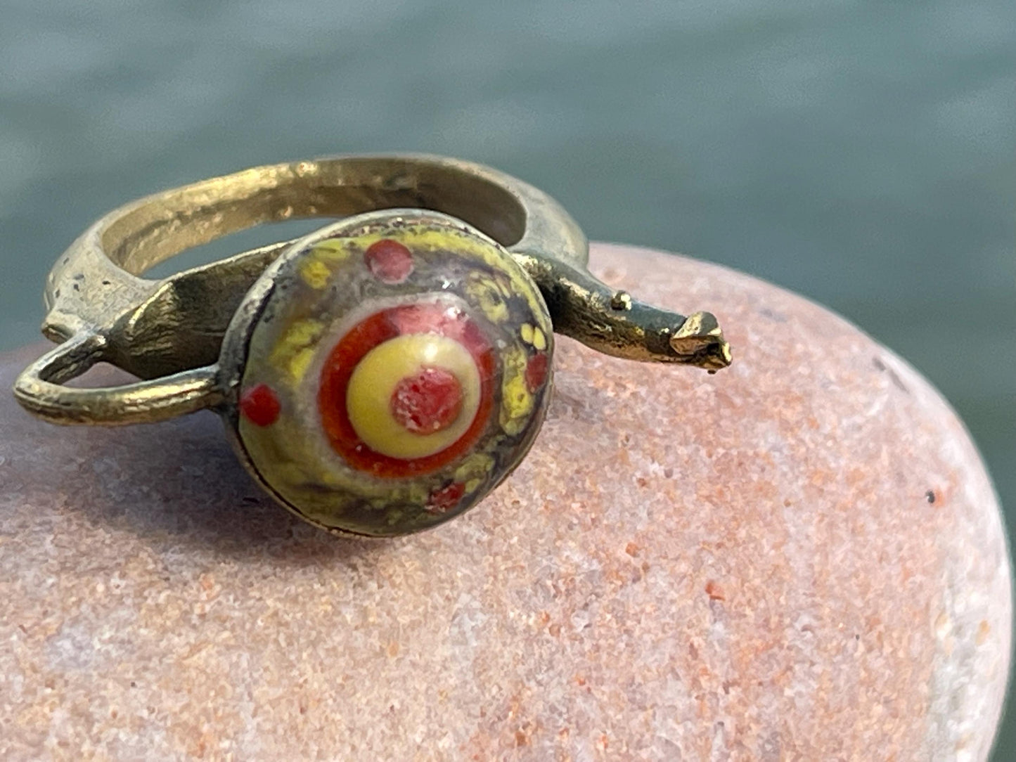 Fabulous vintage tea pot ring, large red ring, boho vintage jewellery, ethical jewellery, gypsy ring. Gypsy jewellery, statement jewellery