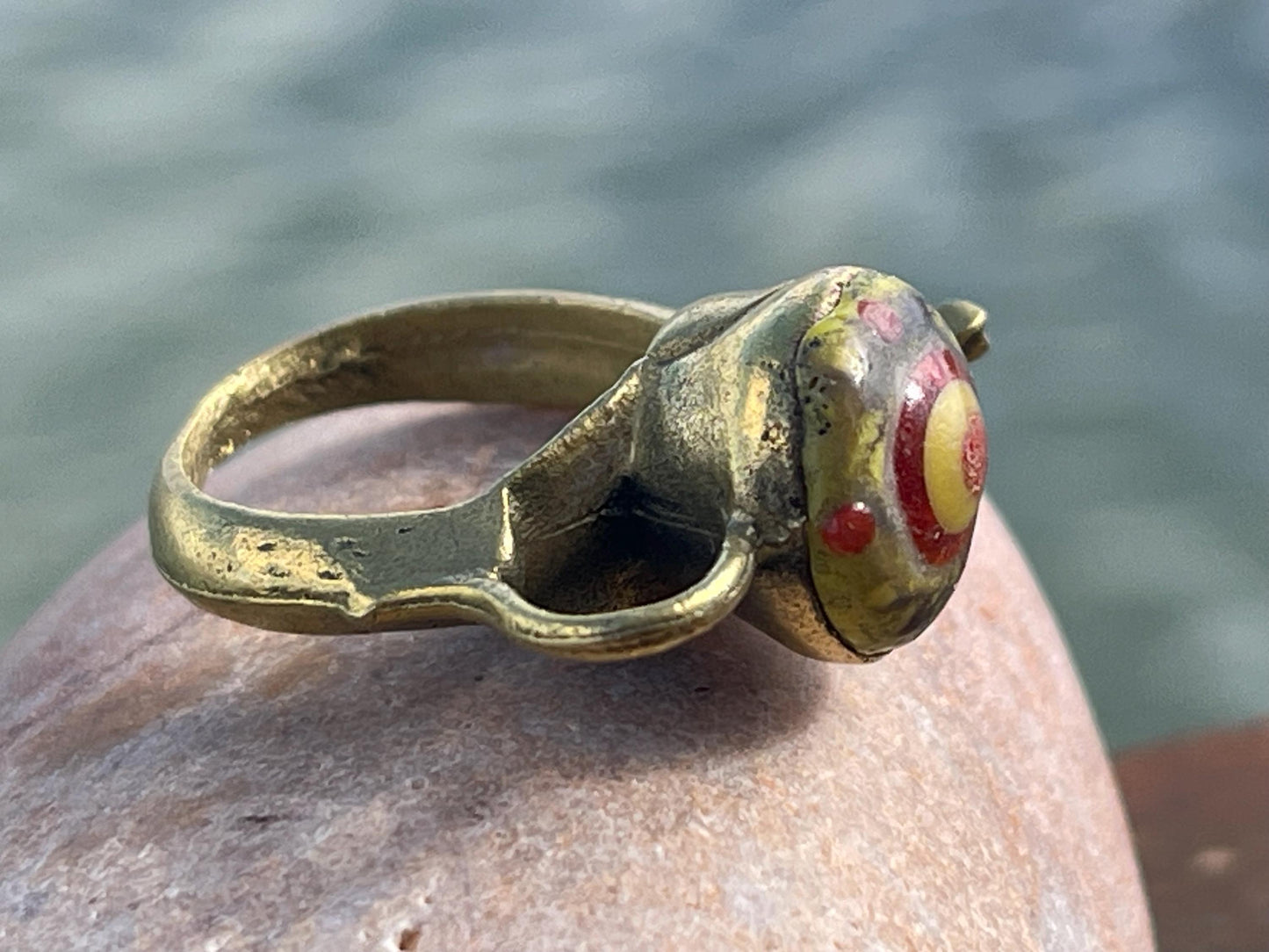 Fabulous vintage tea pot ring, large red ring, boho vintage jewellery, ethical jewellery, gypsy ring. Gypsy jewellery, statement jewellery