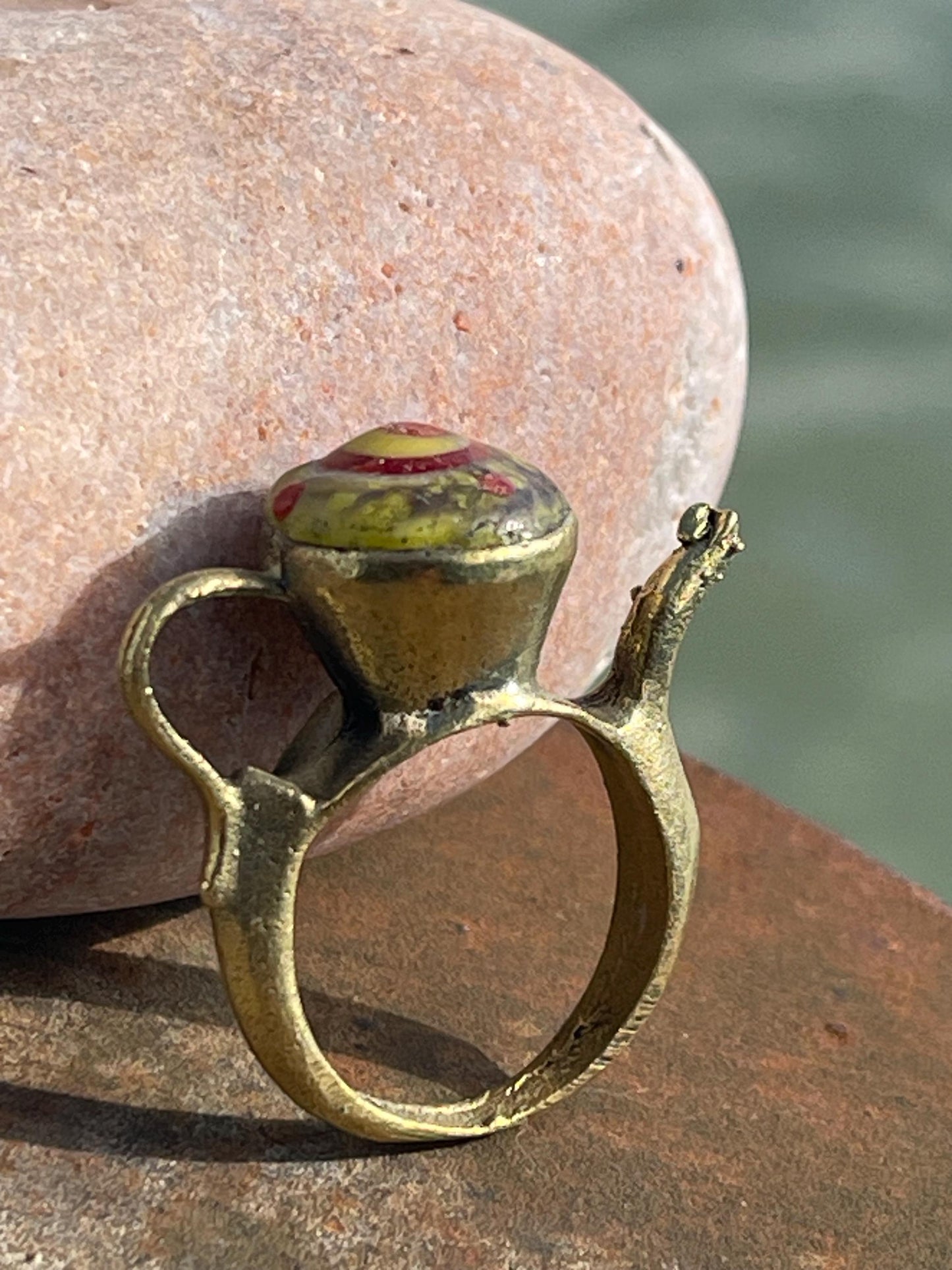 Fabulous vintage tea pot ring, large red ring, boho vintage jewellery, ethical jewellery, gypsy ring. Gypsy jewellery, statement jewellery