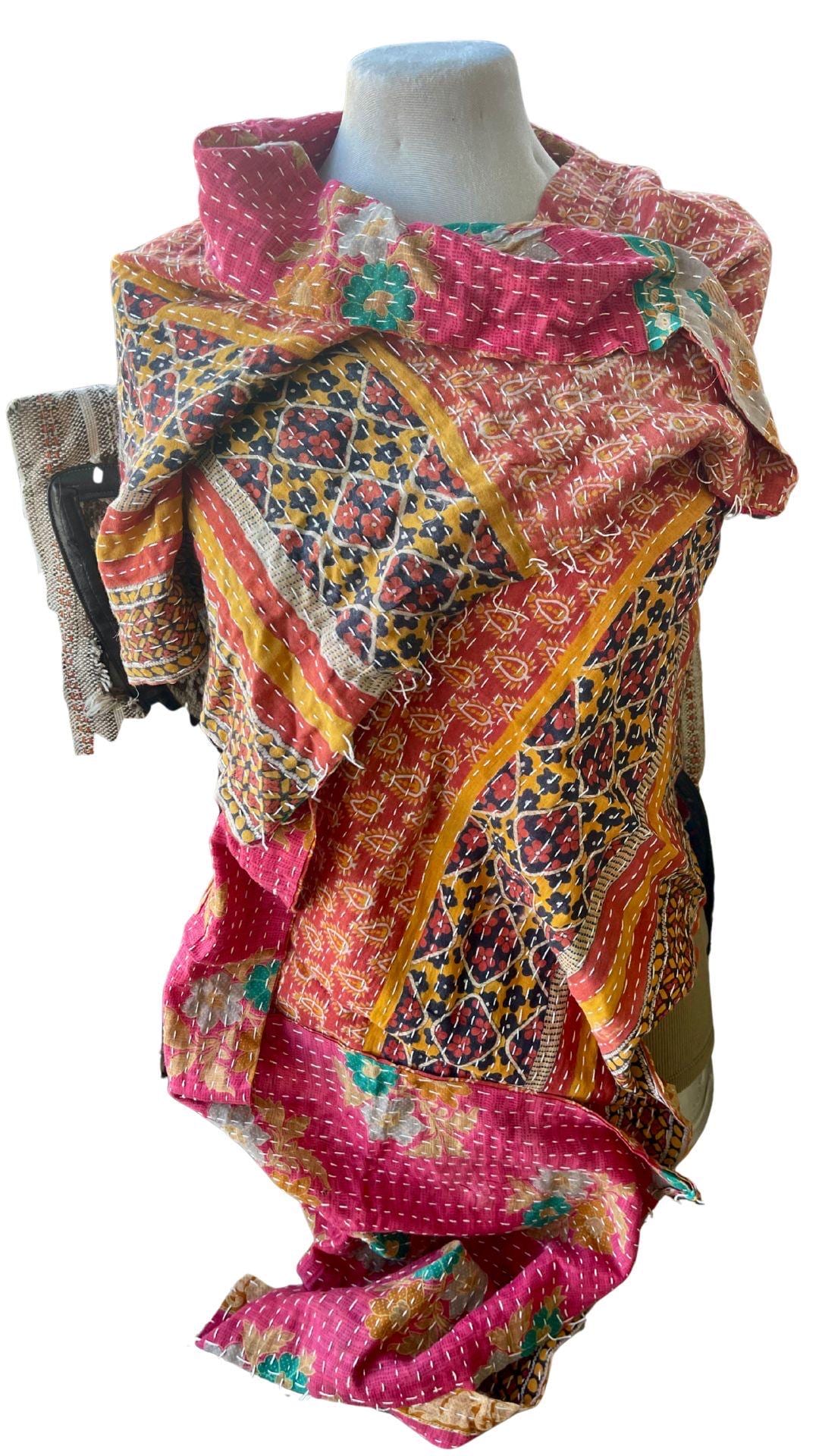 SALE. Vintage scarf, cotton shawl, eco friendly gift for her, handmade shawl. Vintage clothing, boho scarf, ethical clothing, boho wrap