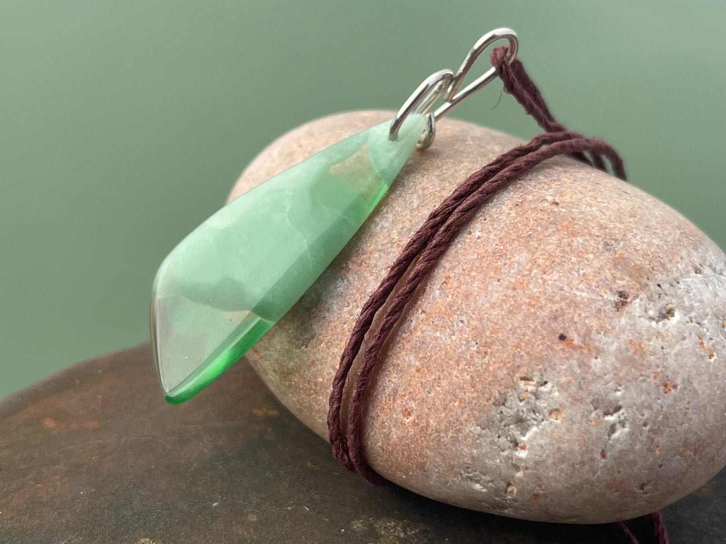 Green onyx pendant, green necklace, green jewellery, gift for him, boho handmade necklace,  romantic gift for her, ethical jewellery
