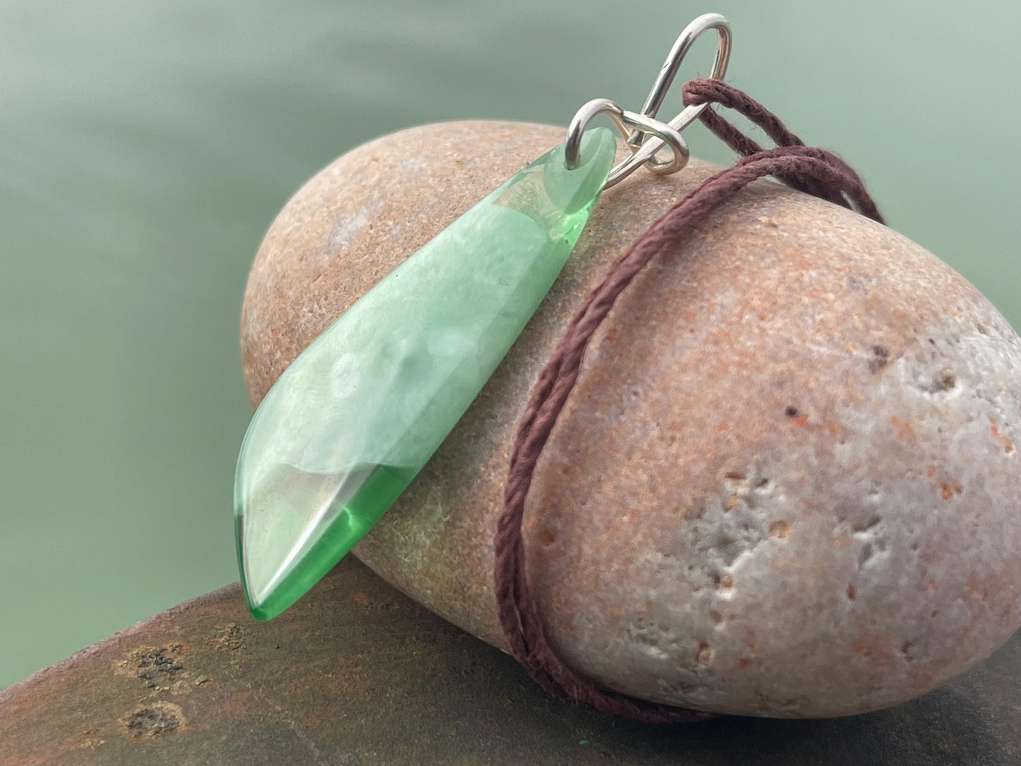 Green onyx pendant, green necklace, green jewellery, gift for him, boho handmade necklace,  romantic gift for her, ethical jewellery