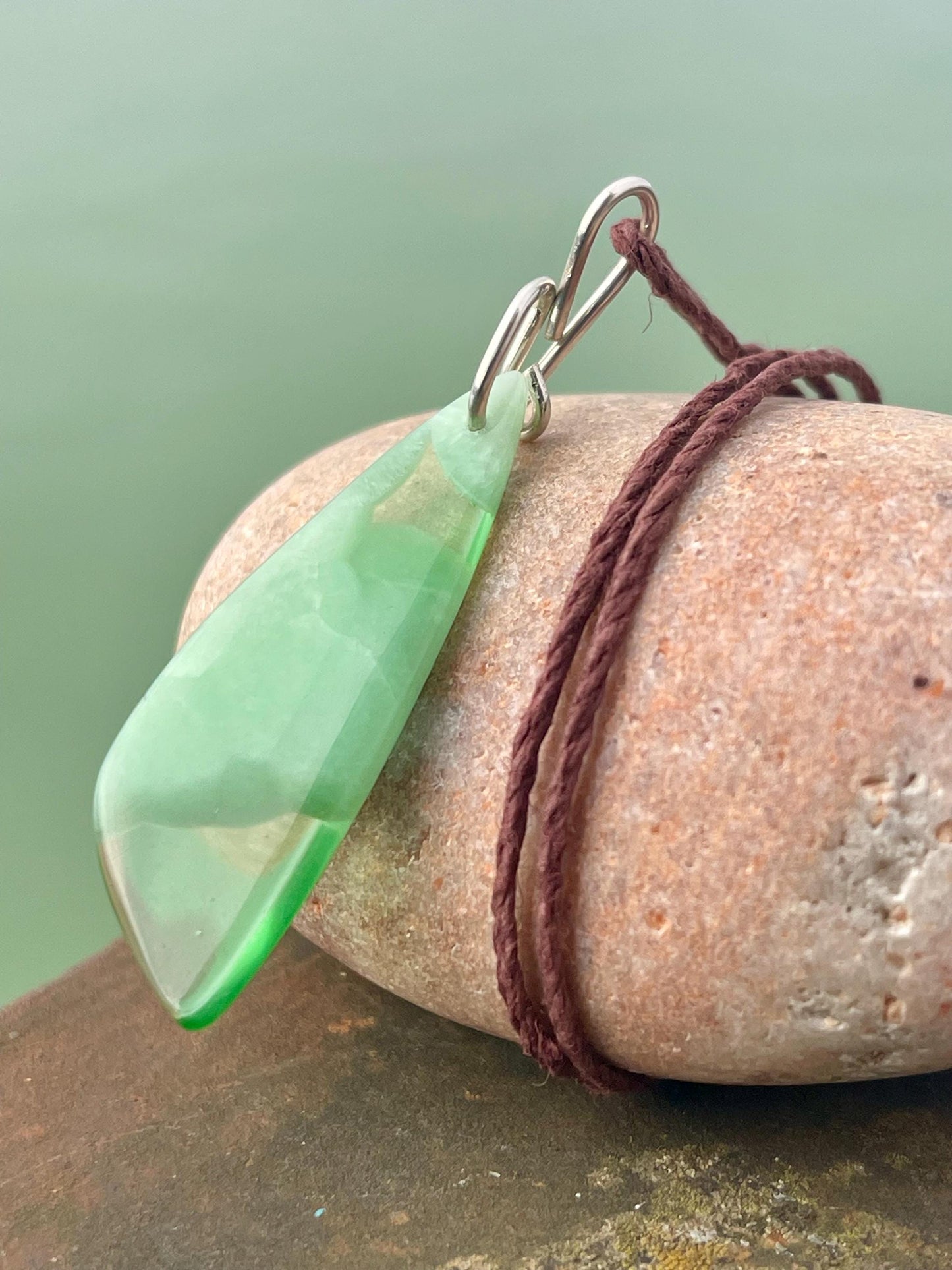 Green onyx pendant, green necklace, green jewellery, gift for him, boho handmade necklace,  romantic gift for her, ethical jewellery