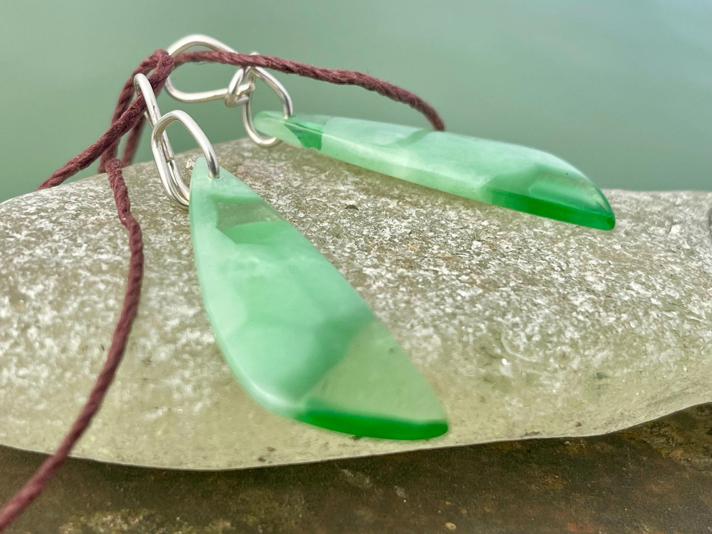 Green onyx pendant, green necklace, green jewellery, gift for him, boho handmade necklace,  romantic gift for her, ethical jewellery