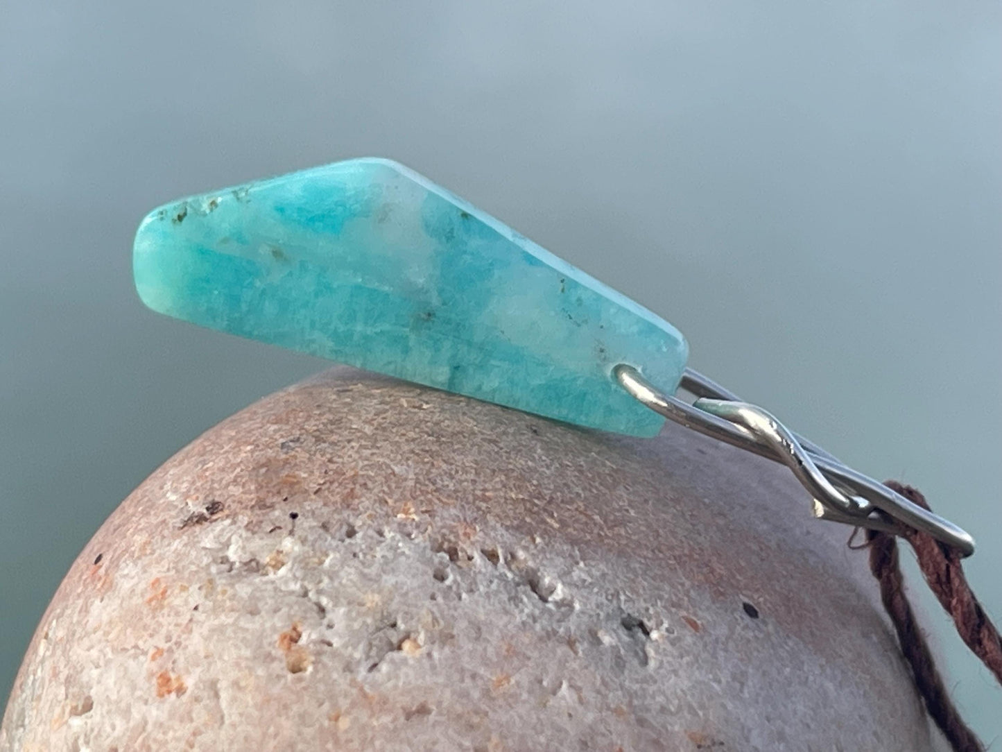 Handmade Aqua amazonite gemstone necklace on recycled silver. Eco friendly necklace, unique gifts, ethical jewellery, unique necklace